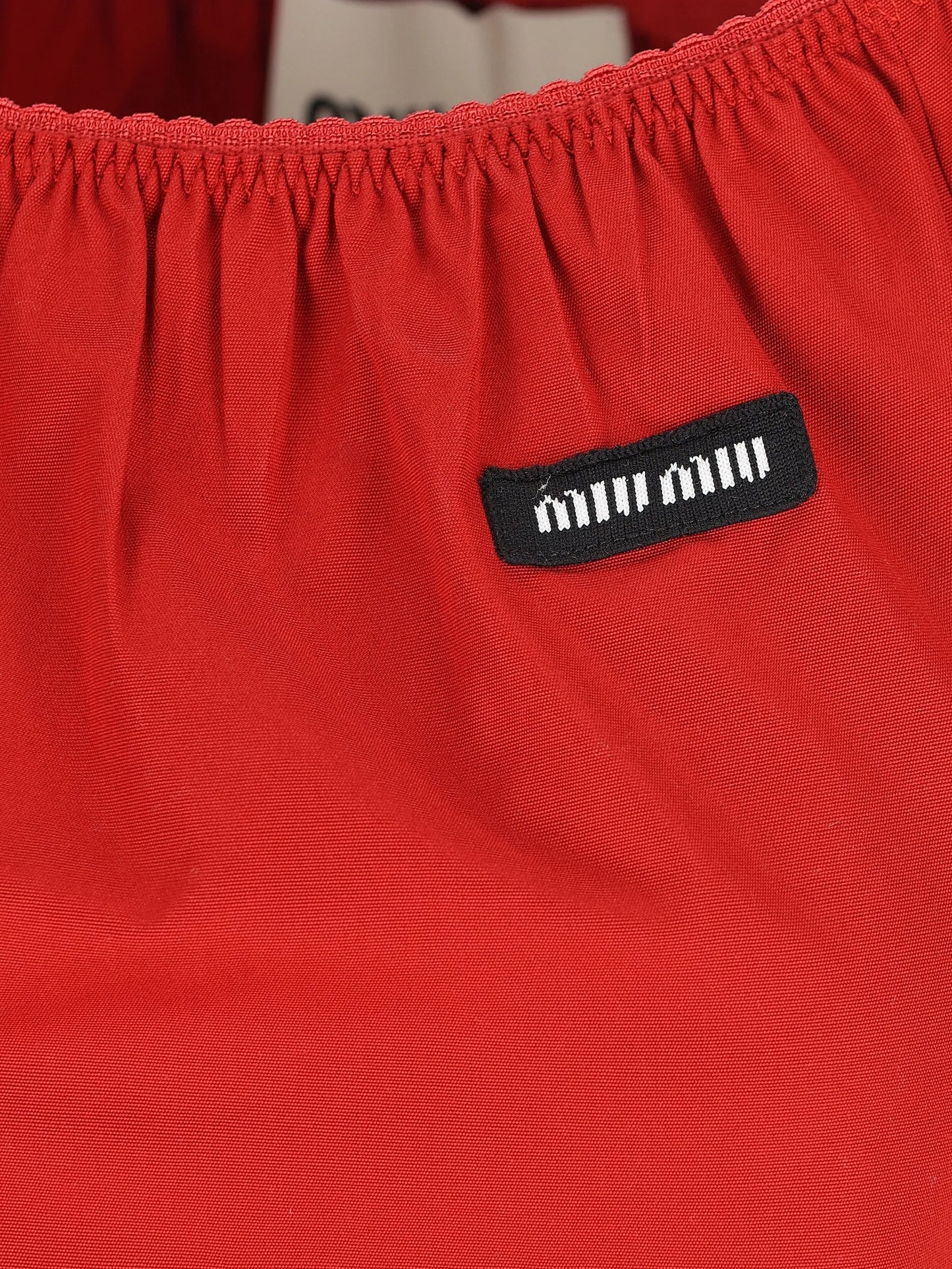 off-shoulder label-detail midi dress