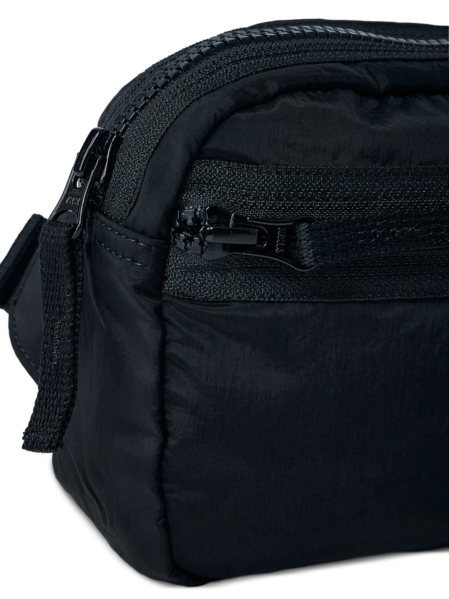 front-zip logo-patch belt bag