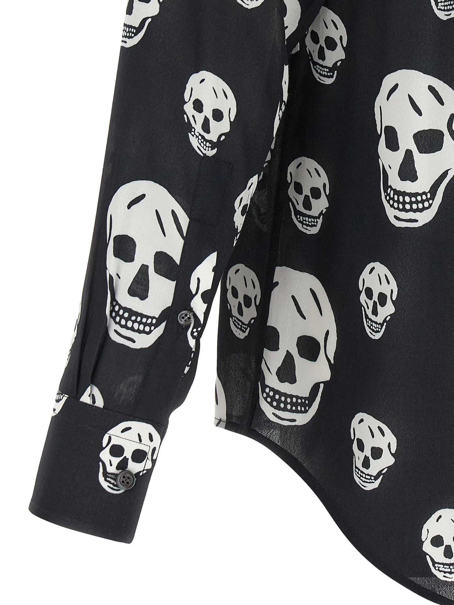 skull-print shirt