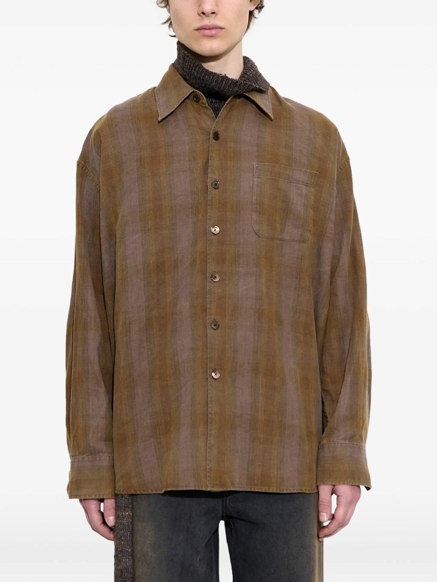 Borrowed checked-pattern shirt