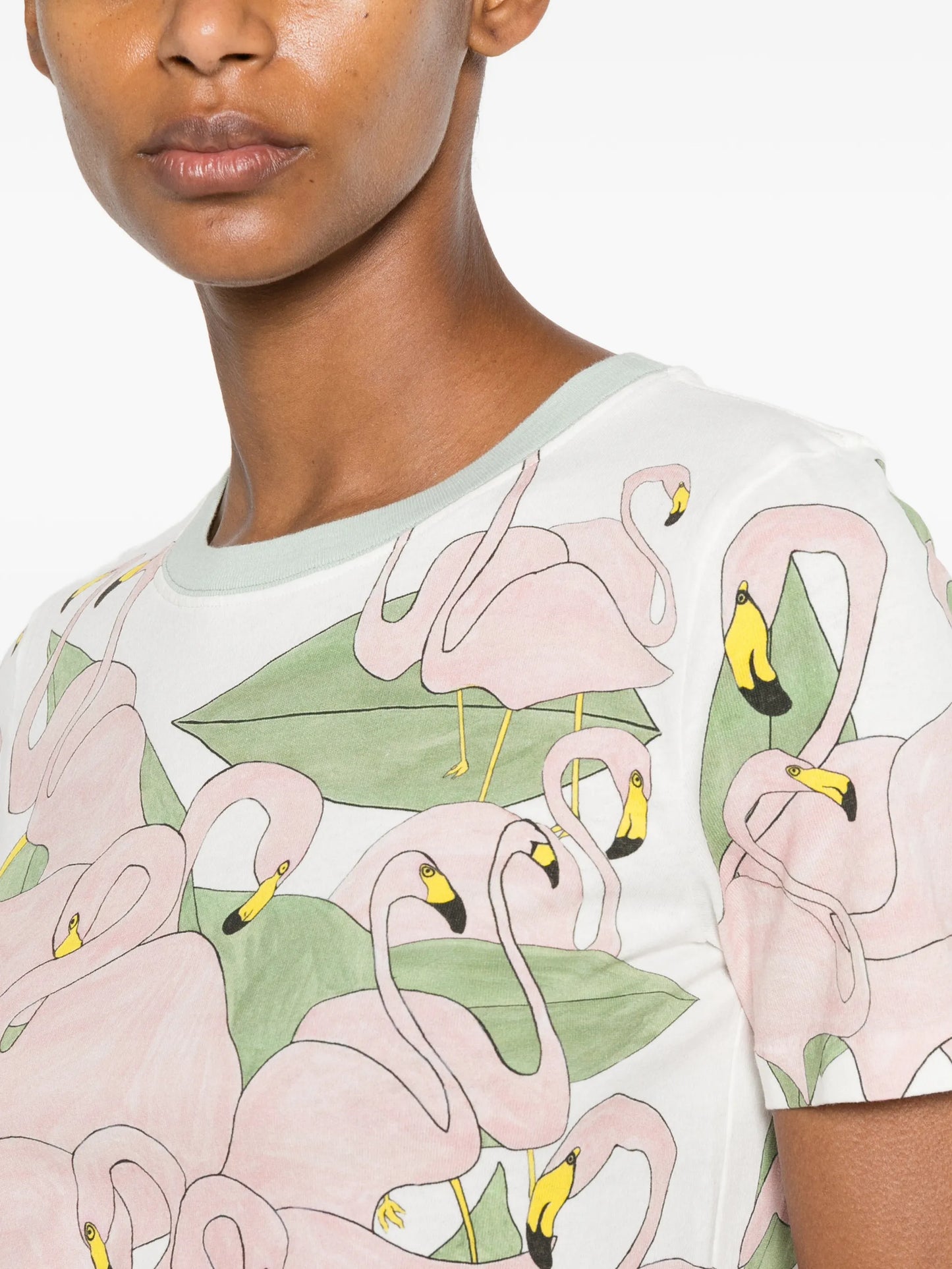 flamingo-print T-shirt