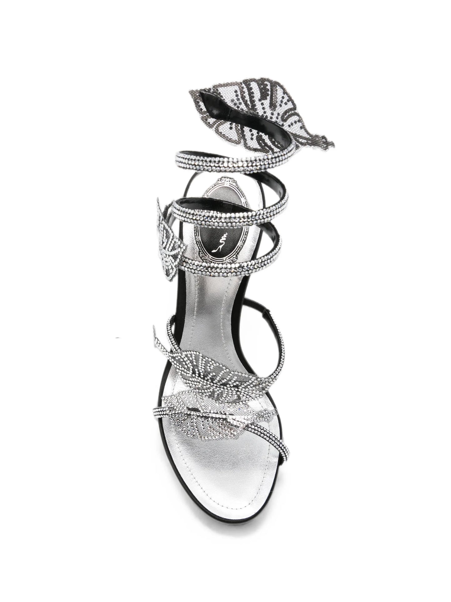 Leaf crystal-embellished heeled sandals