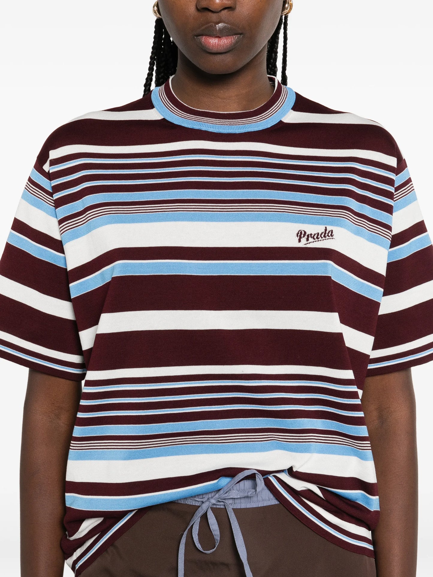 striped embroidered T-shirt