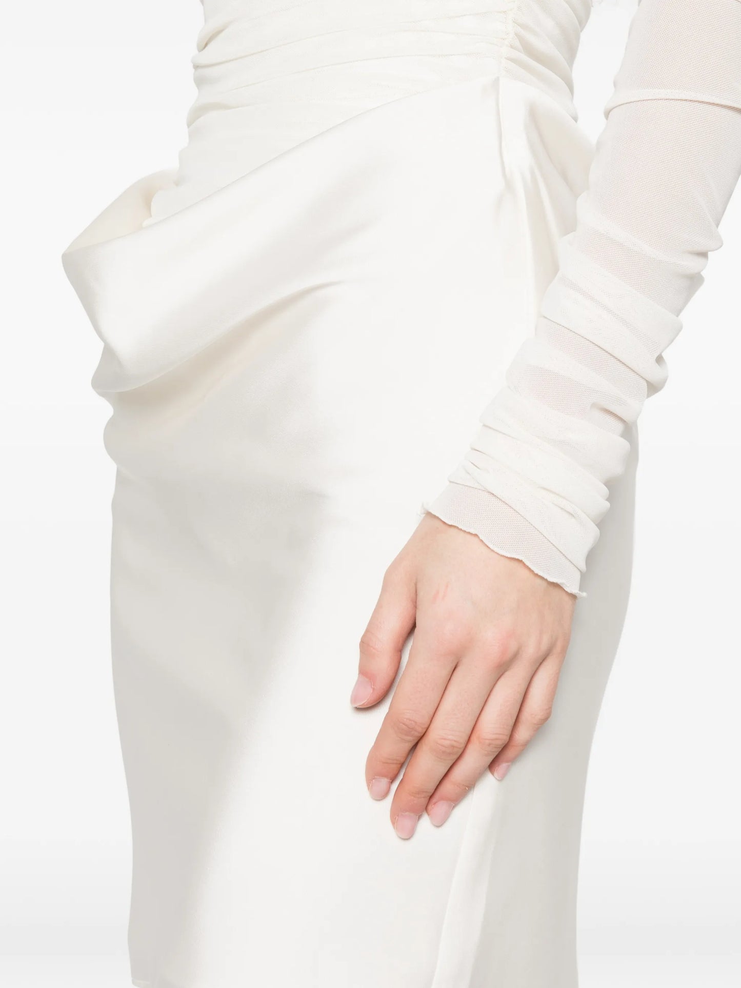 Ruched mesh mini dress