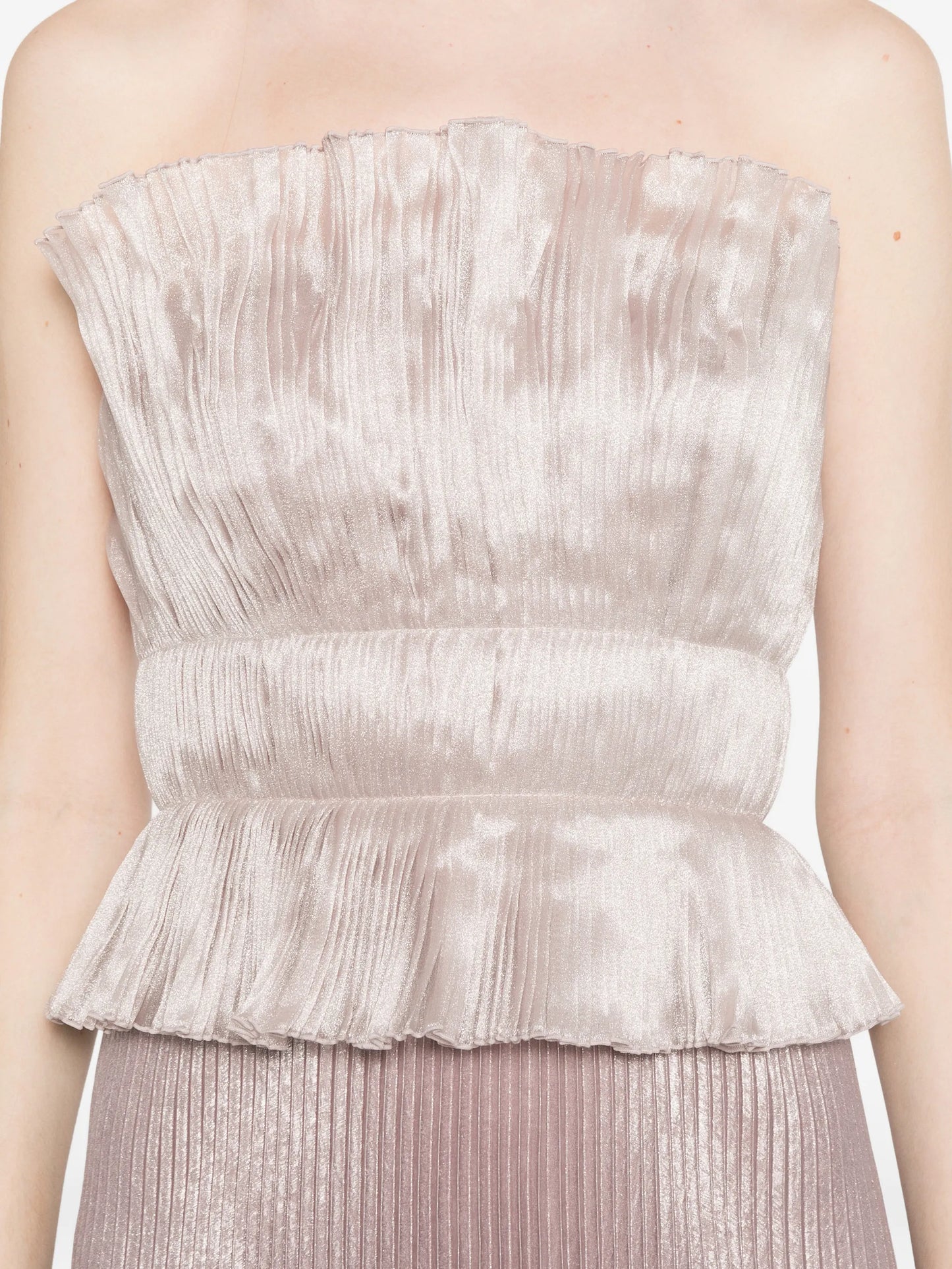 Masquerade pleated peplum gown dress