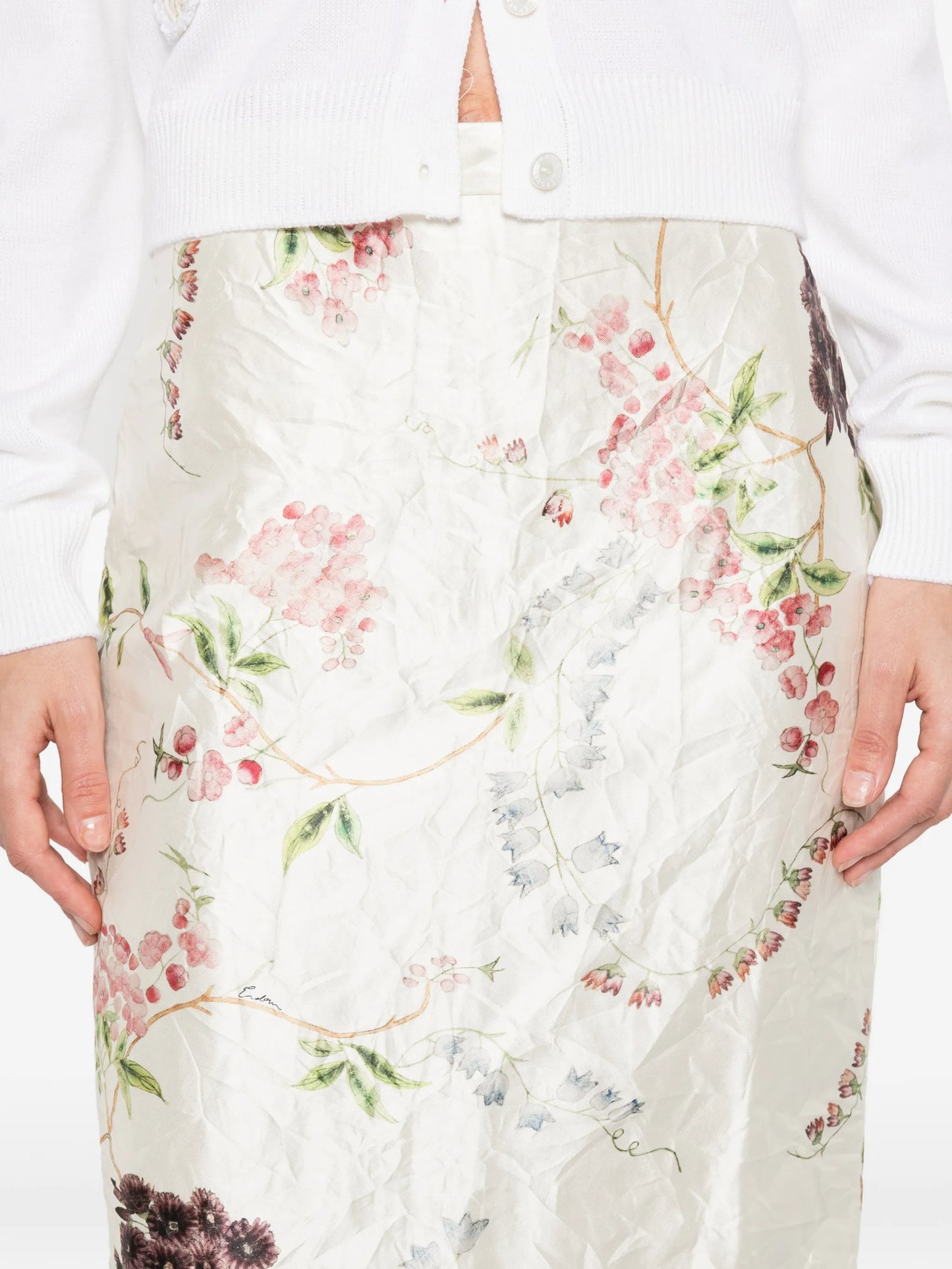 textured floral skirt