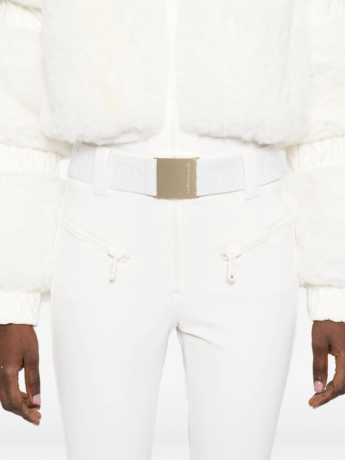 Lieke faux-fur belted ski suit