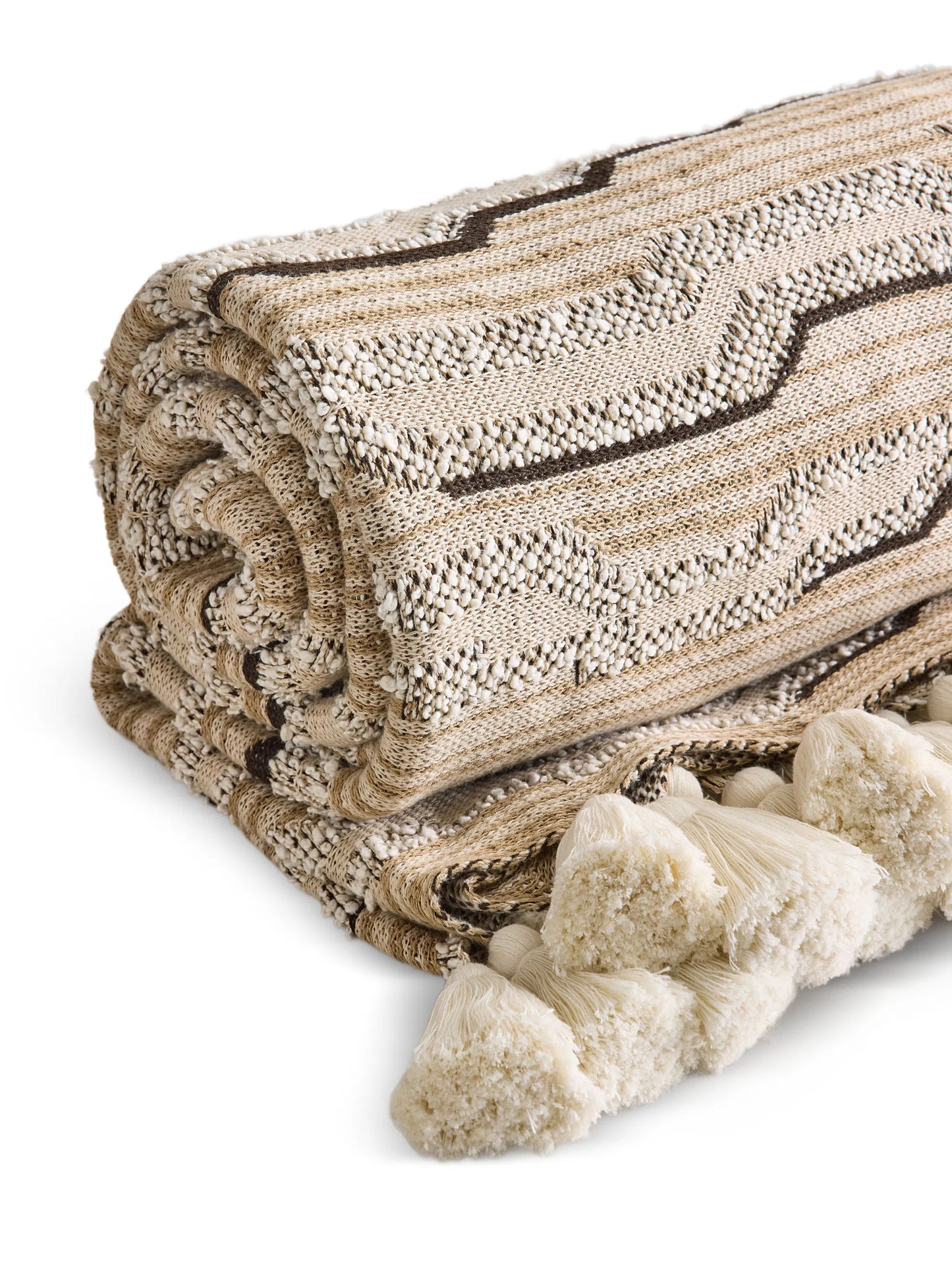 Cloud knitted tassel-detail throw