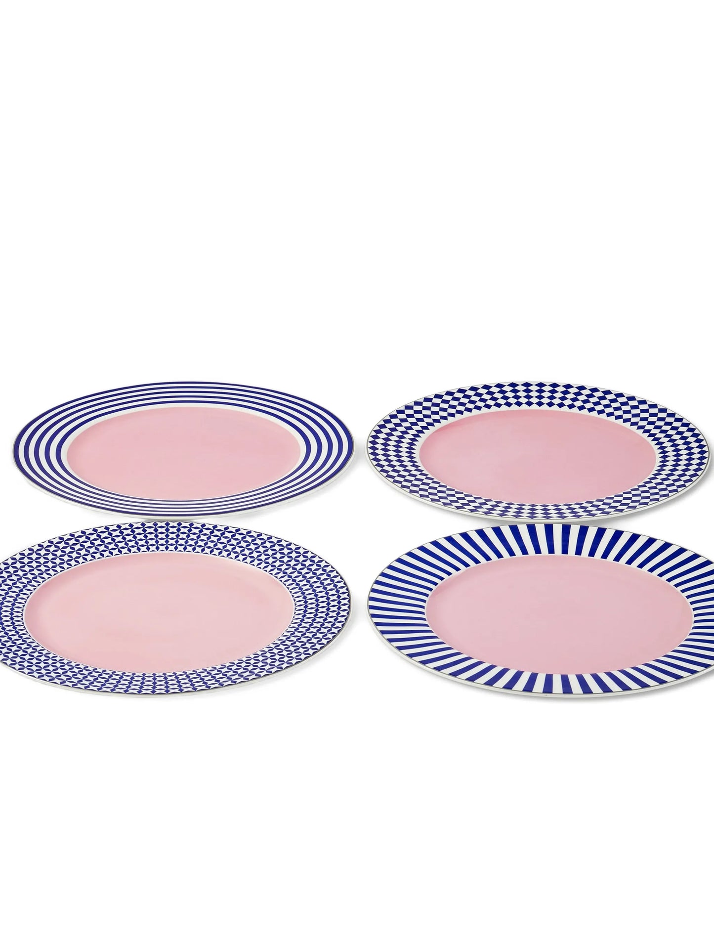 Aunty striped patterned dinner plates (set of four)