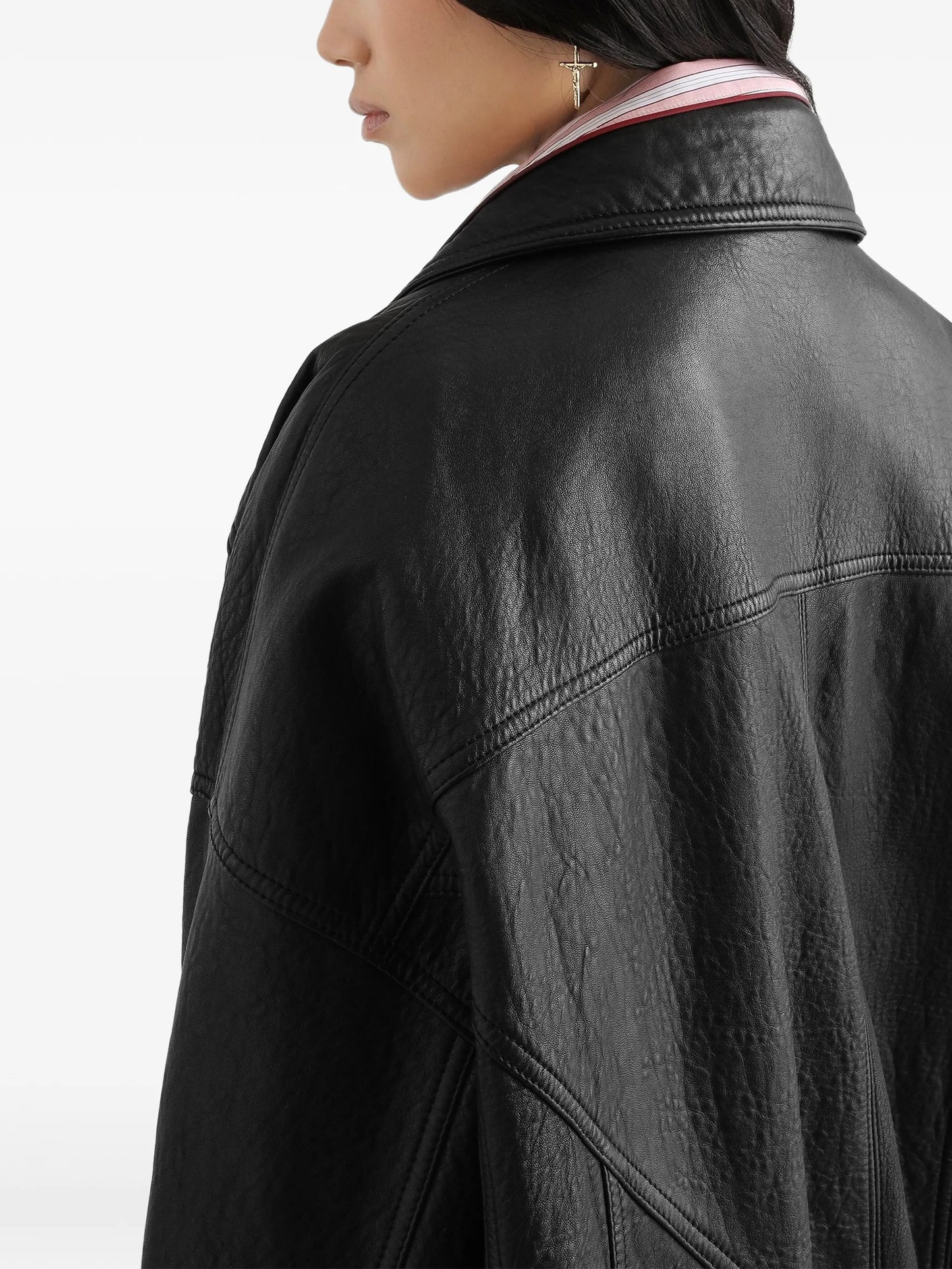 collar zip-fastening leather jacket