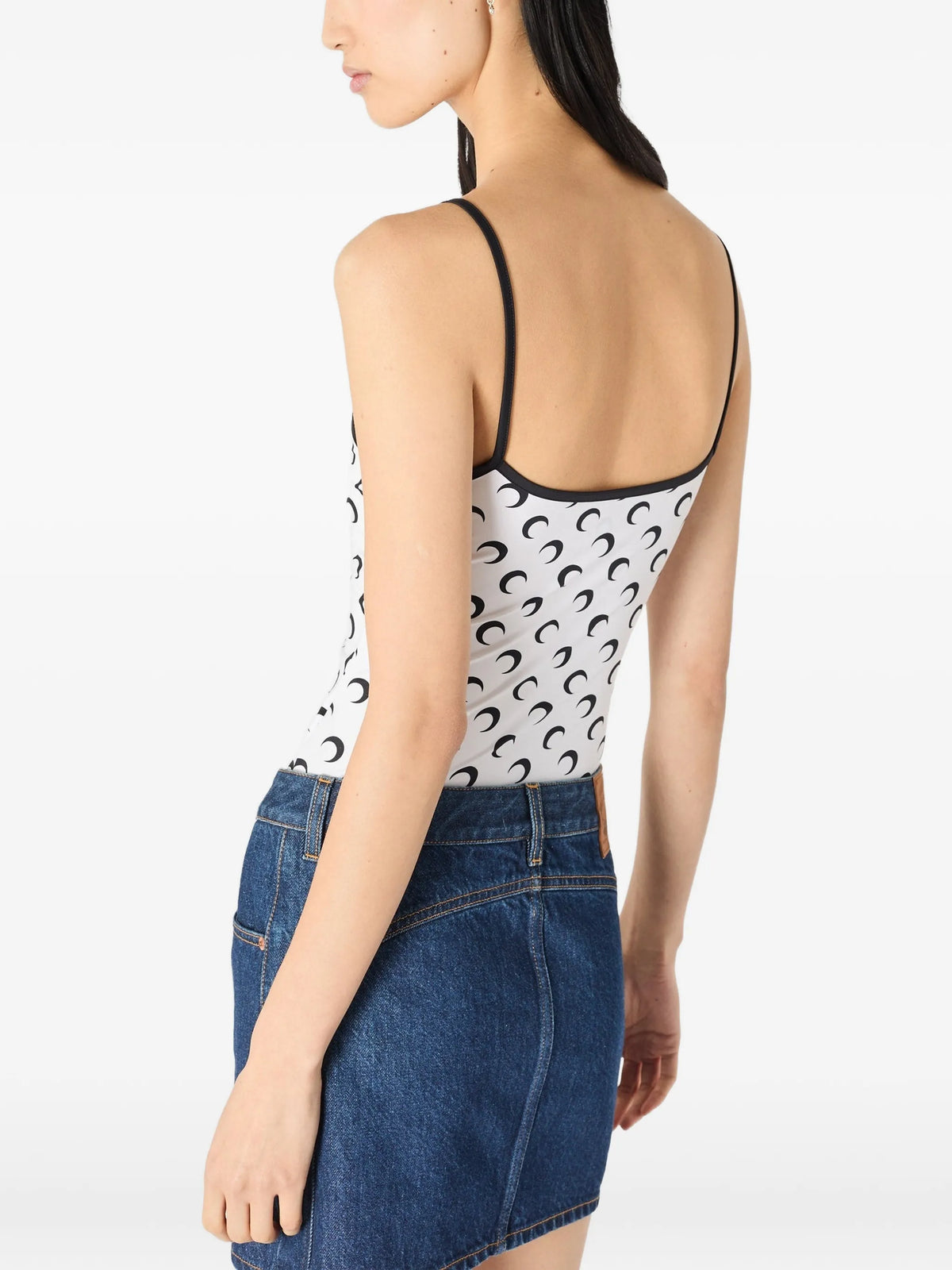 moon printed jersey straps top