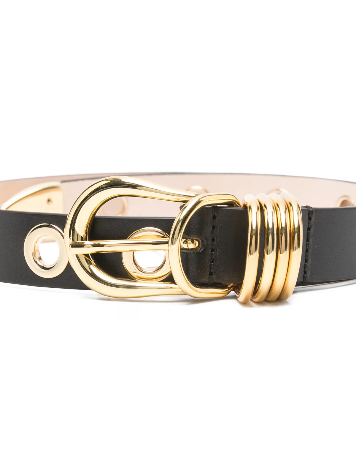 Hollyhock 10 rivet black gold belt
