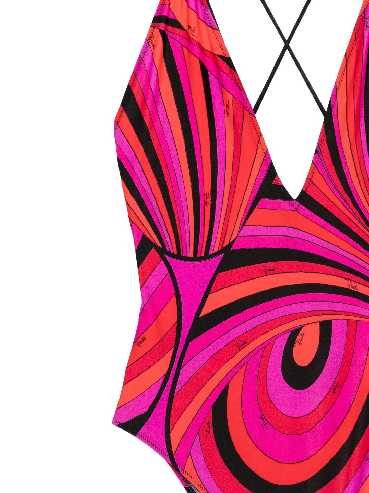 Iride-print V-neck swimsuit