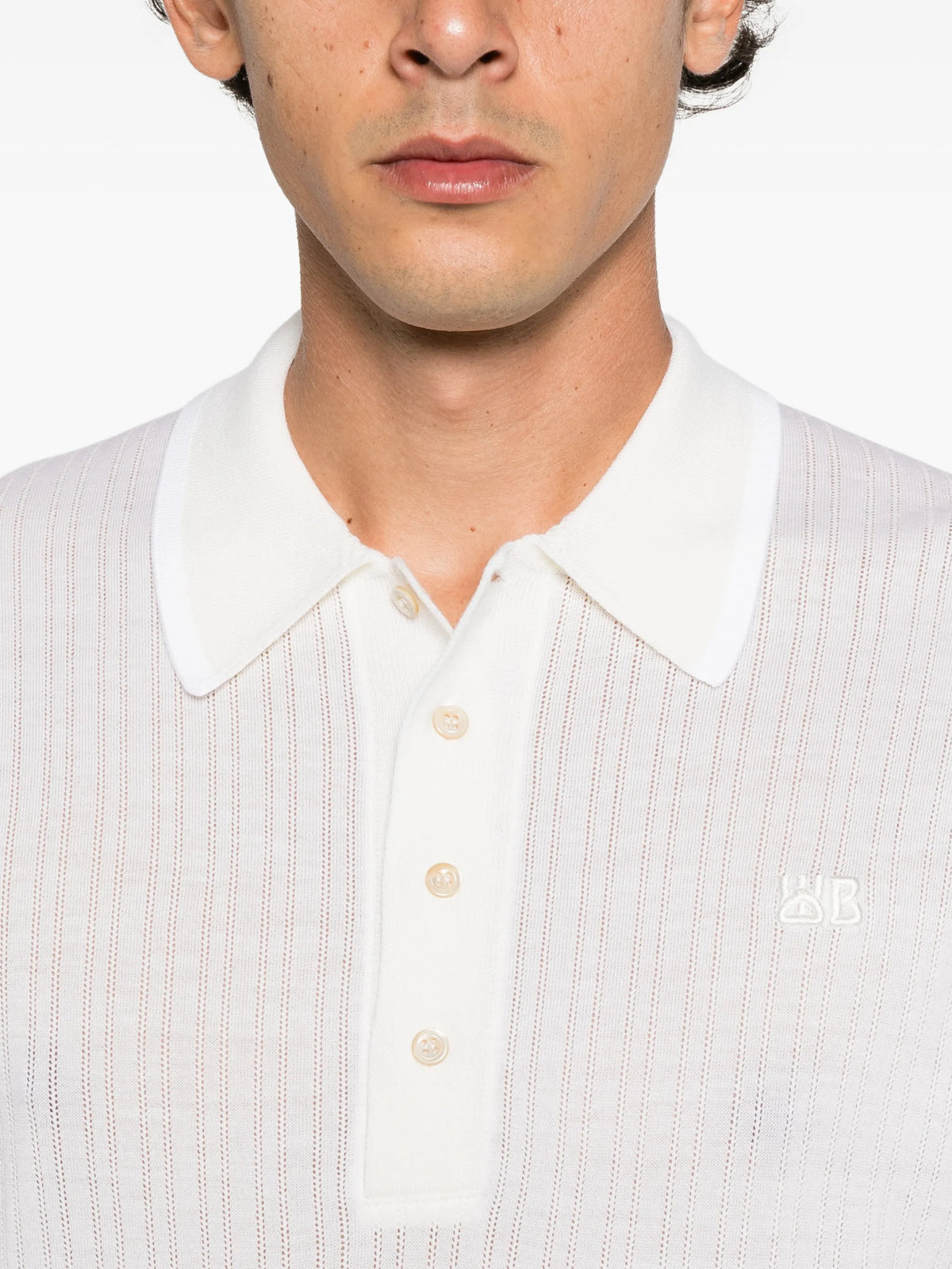 Blessings lace-knit polo shirt