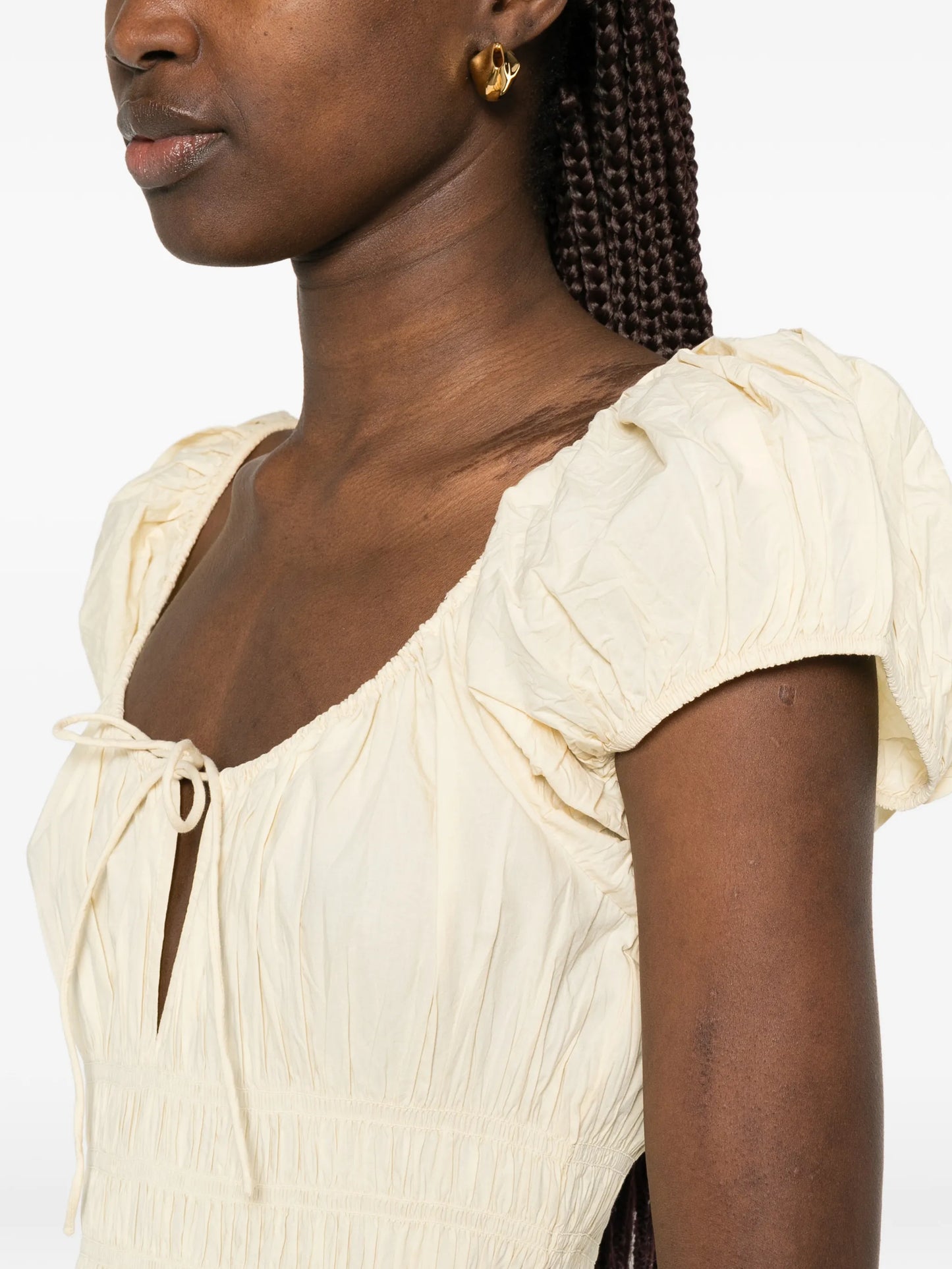 Quinn puff-sleeves midi dress