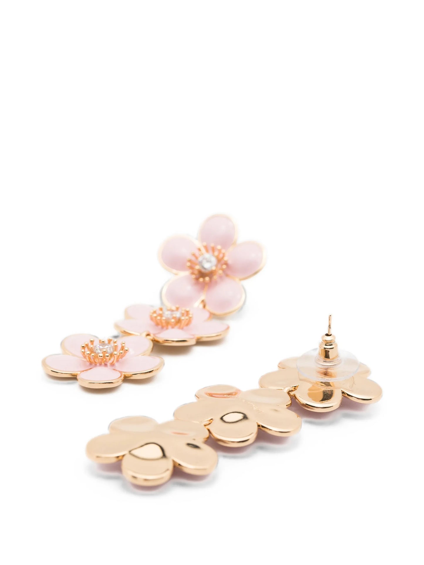 enamel-flower tiered earrings