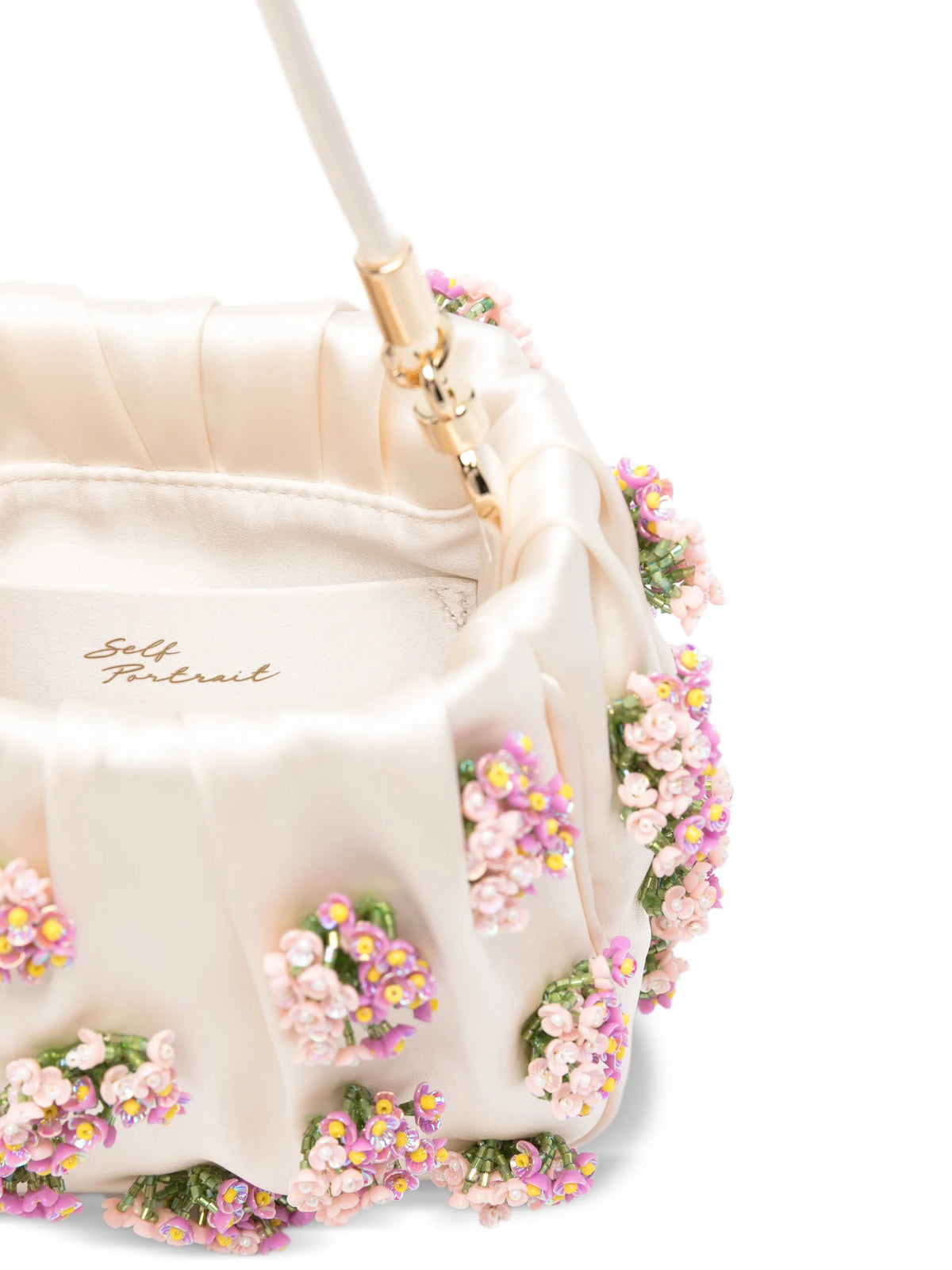 satin floral beaded tote bag