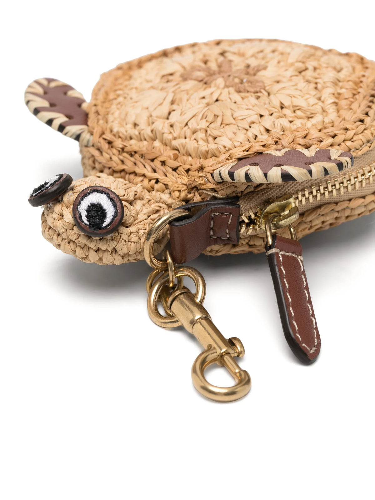 raffia turtle earphone pouch in natural raffia