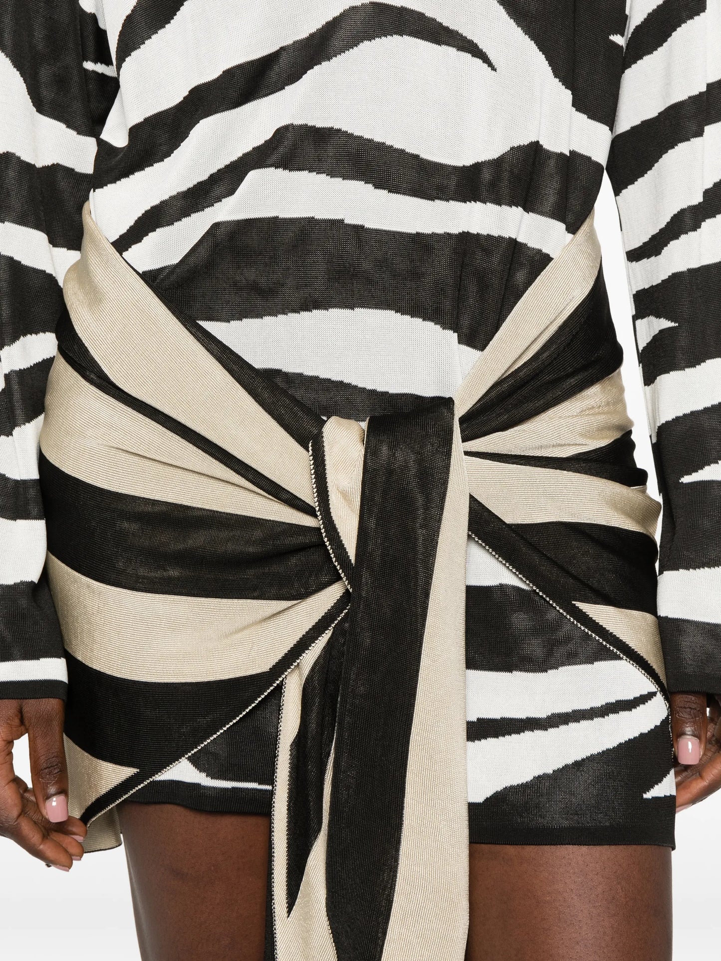 zebra-print knotted mini dress
