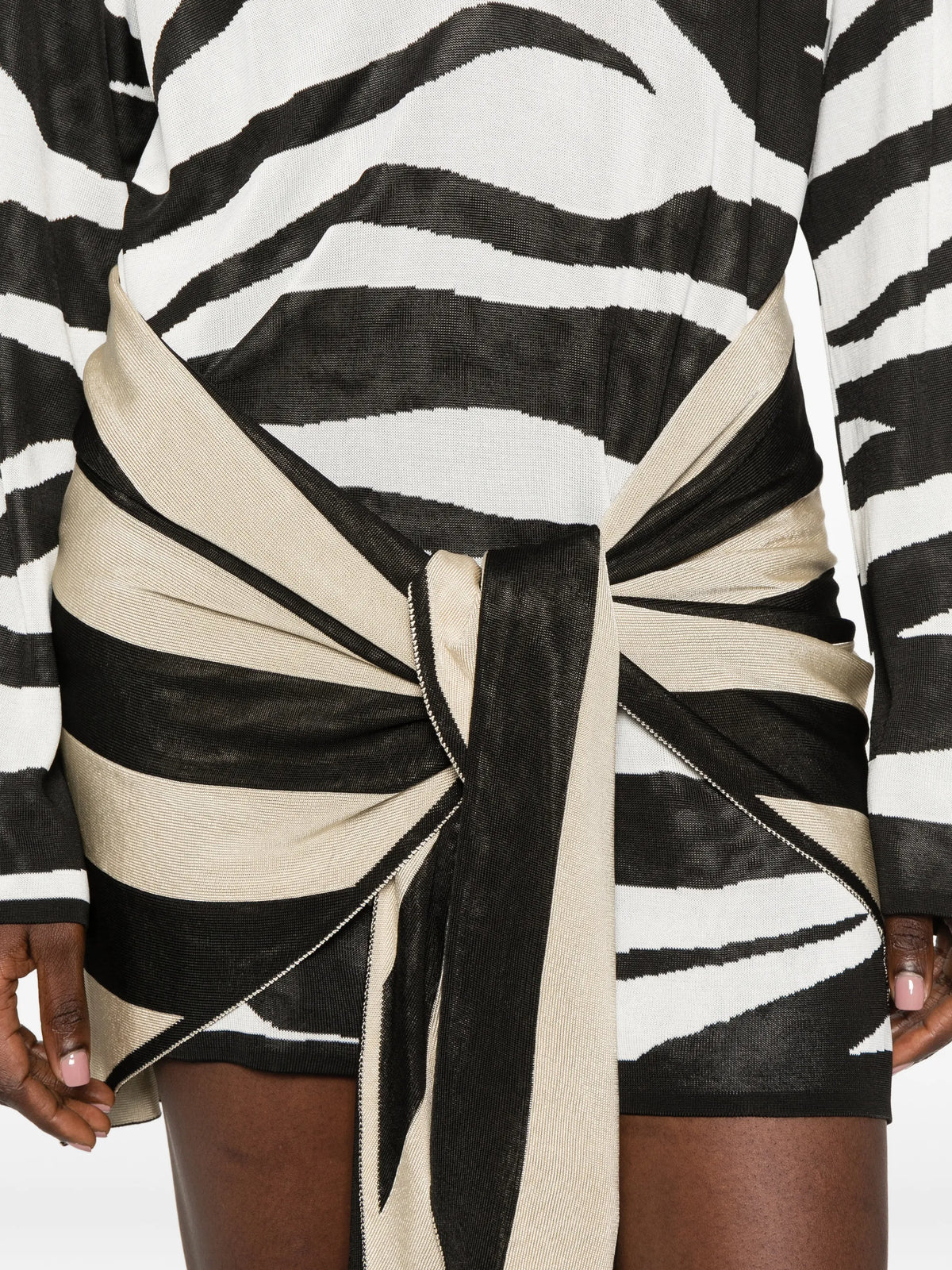 zebra-print knotted mini dress