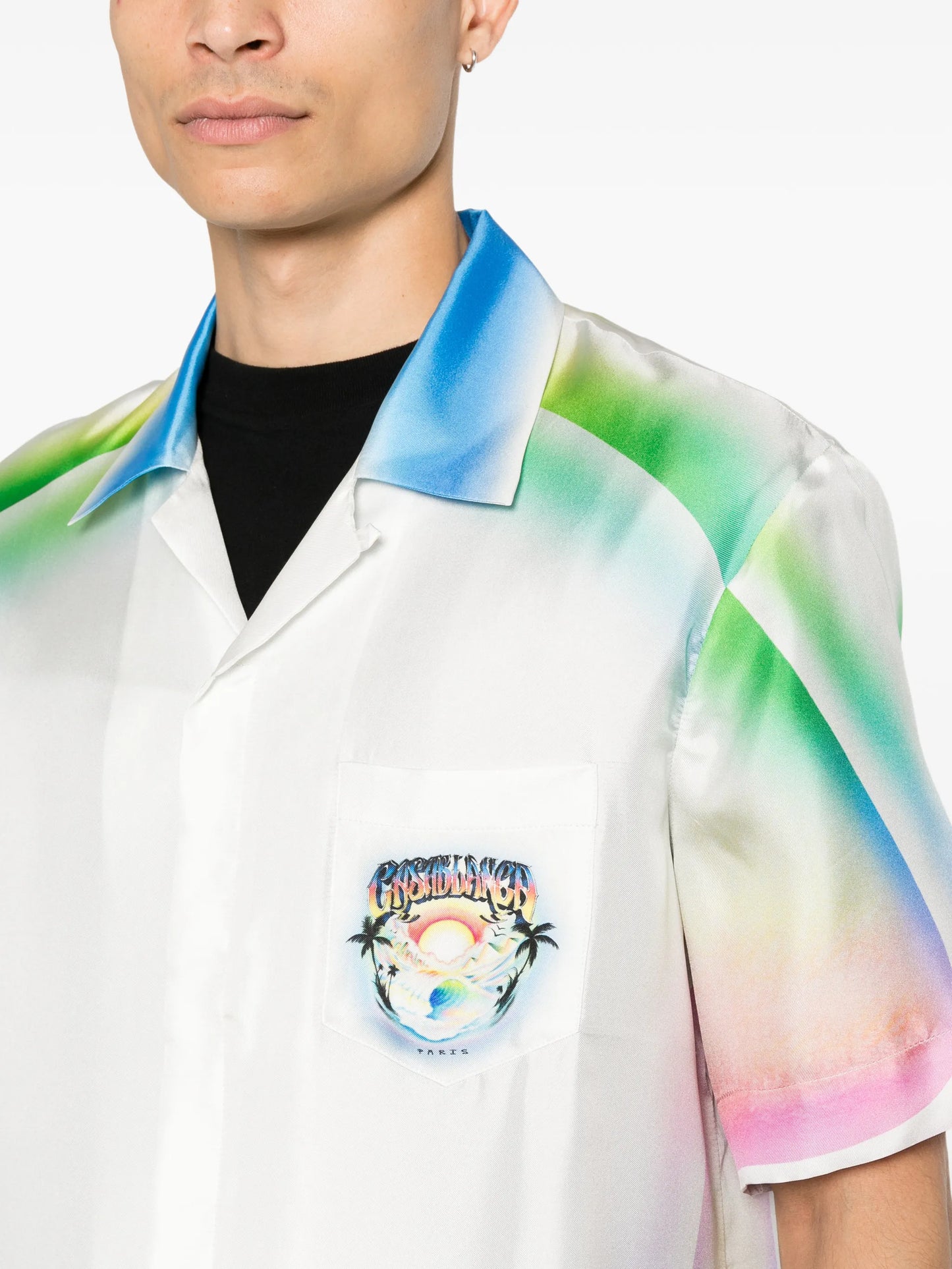 multicolour Airspray short sleeve silk shirt