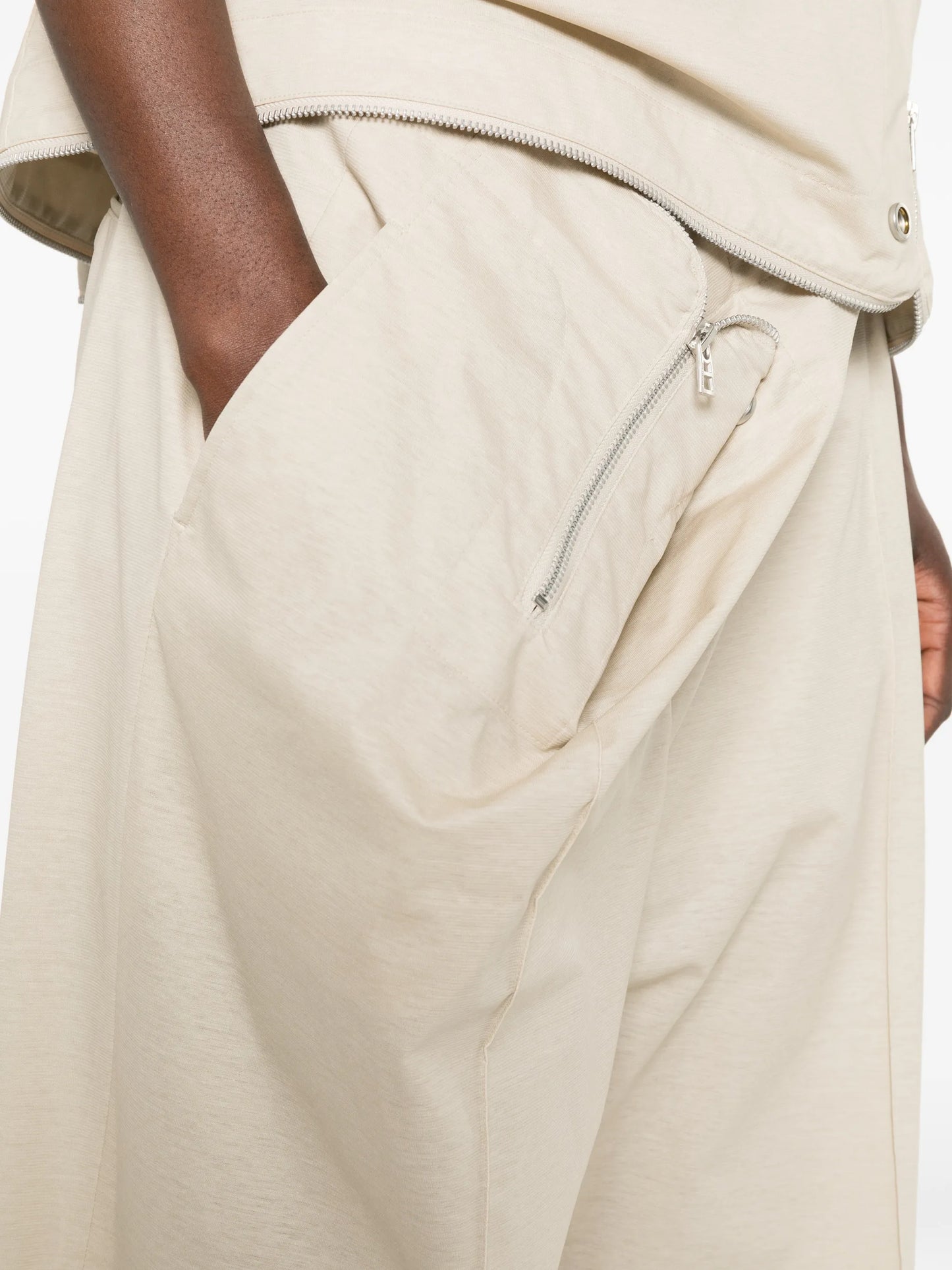 zip-detail trousers