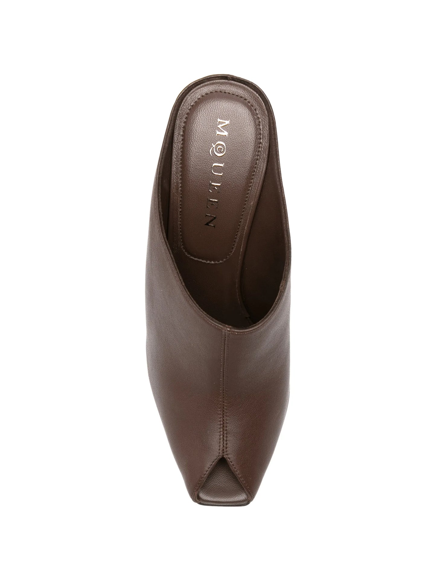 Horn heel mules in black