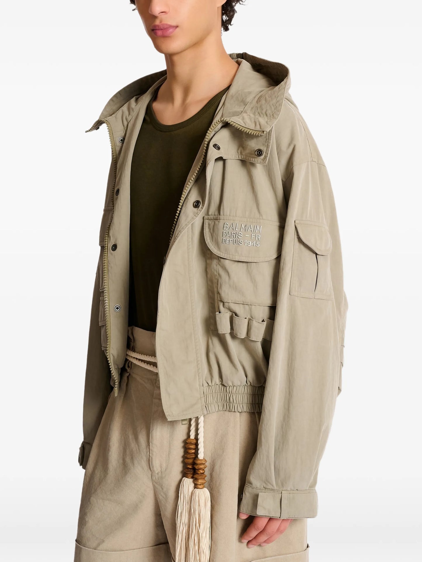 multi-pocket hooded jacket