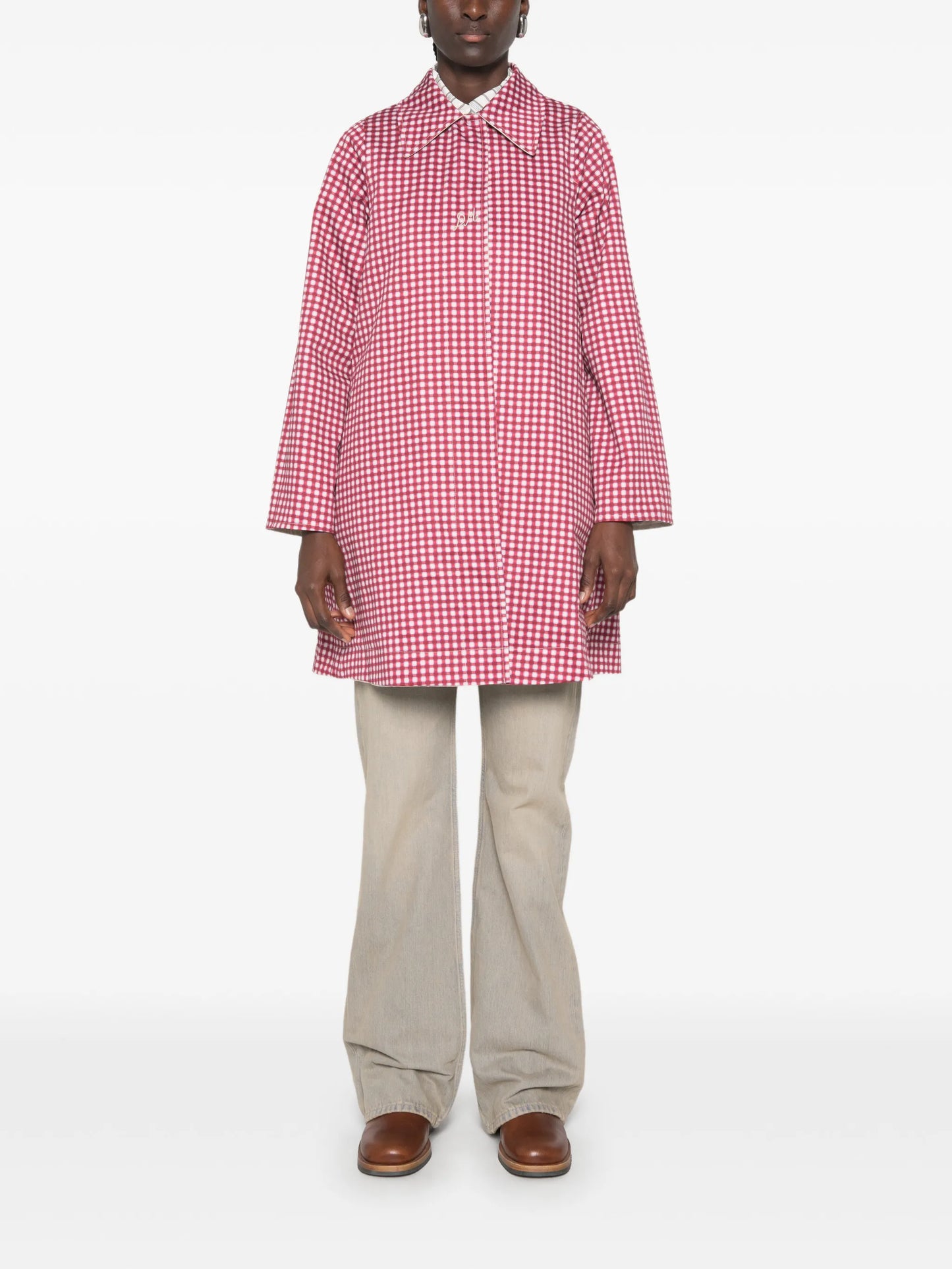 Mercedes bow-detail reversible trench coat