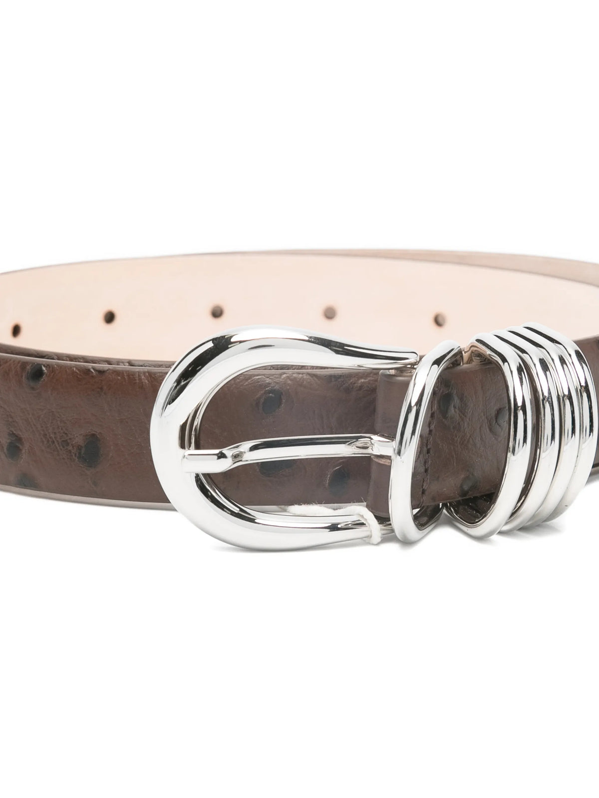 Hollyhock brown ostrich silver belt