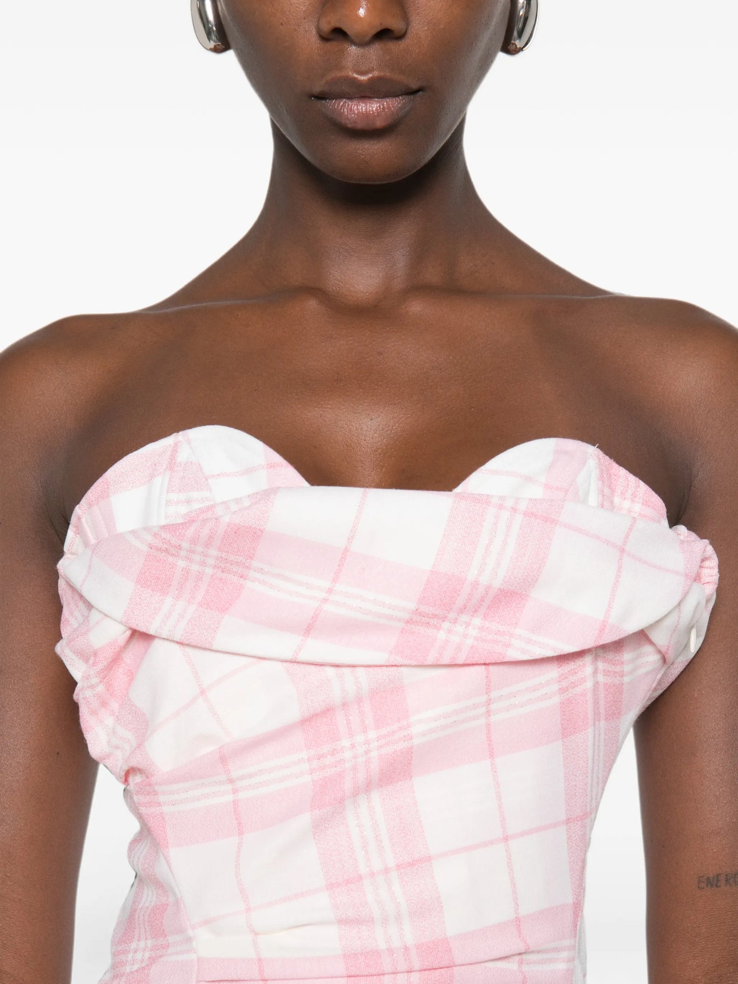 Spiral check-print midi dress