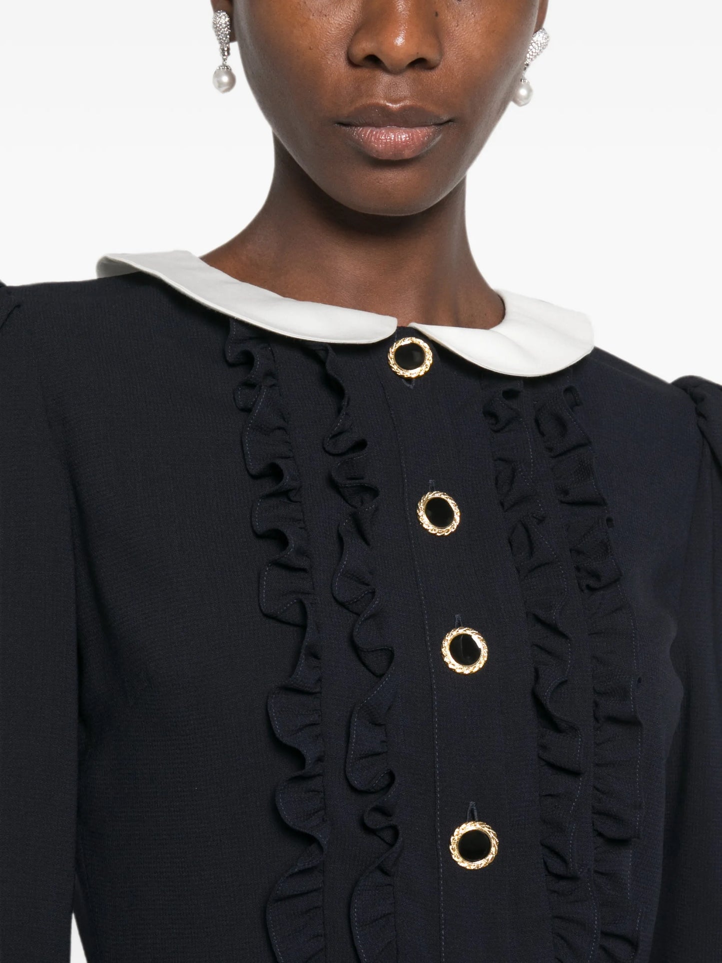 light wool crêpe mini dress with pleated skirt