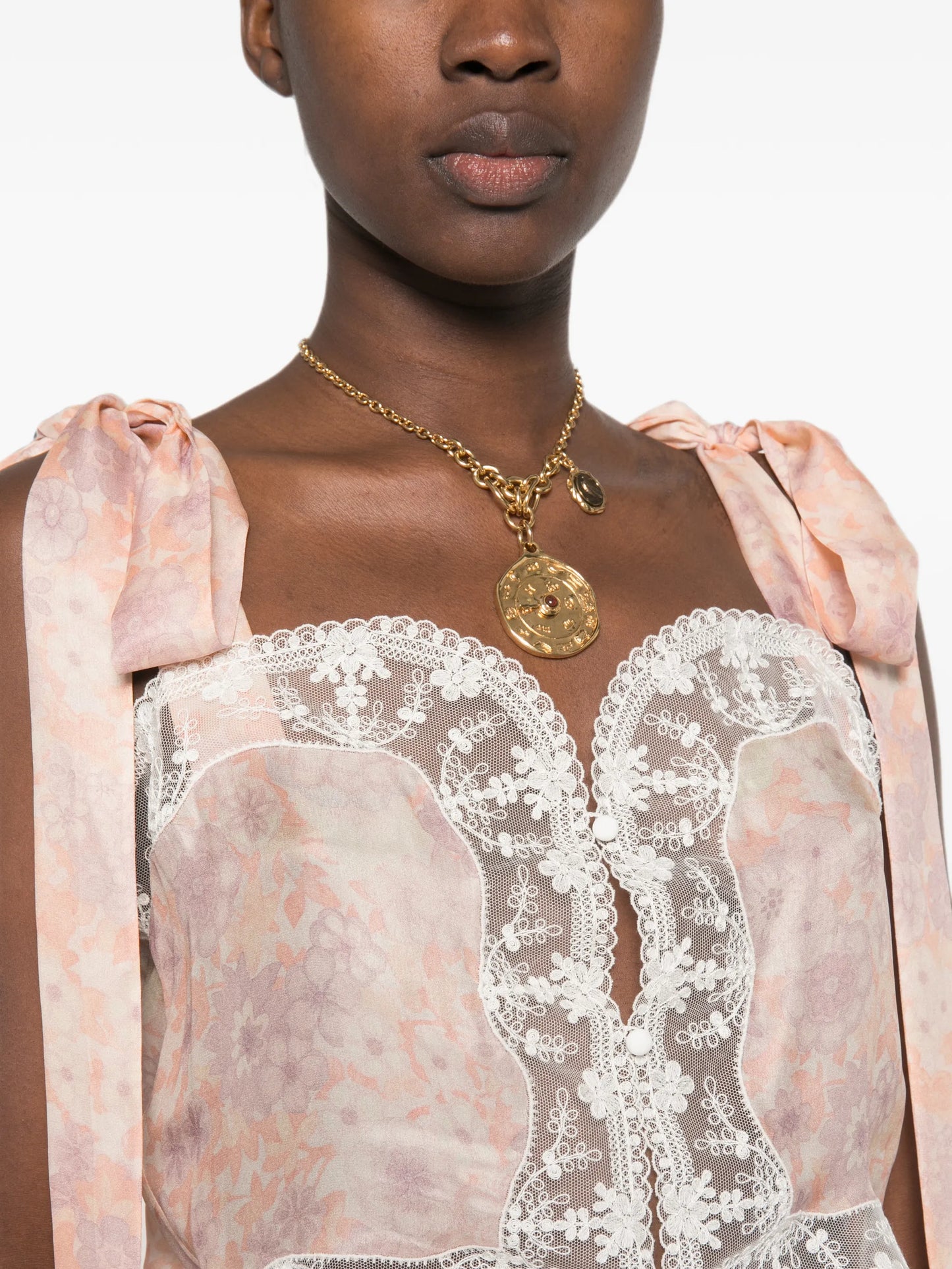lace-trim floral-print top