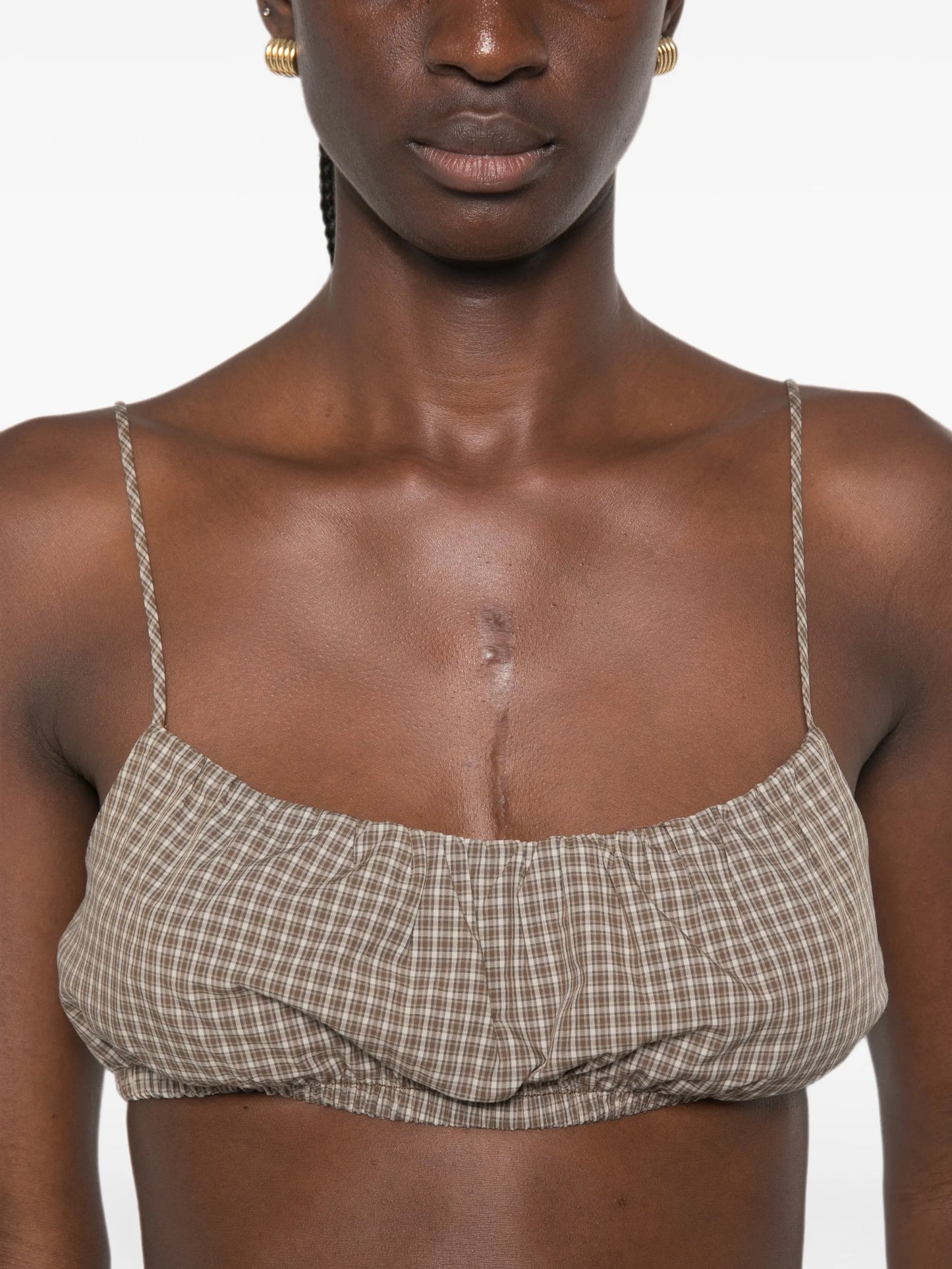 mini-plaid-pattern bralette