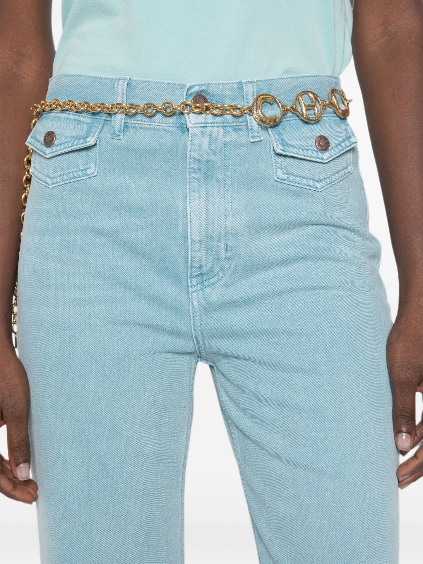 logo-patch wide-leg jeans