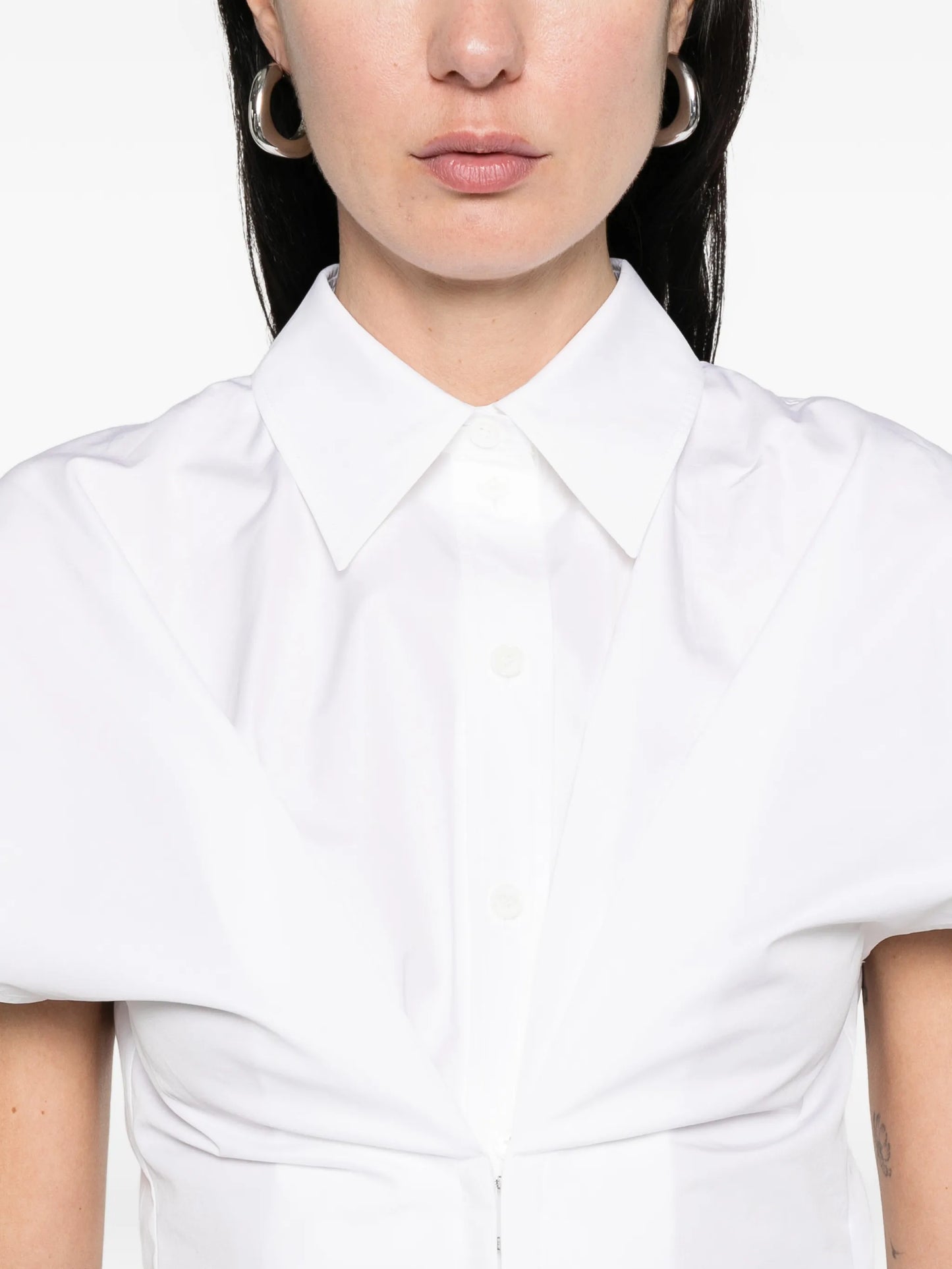 gathered short-sleeved shirt