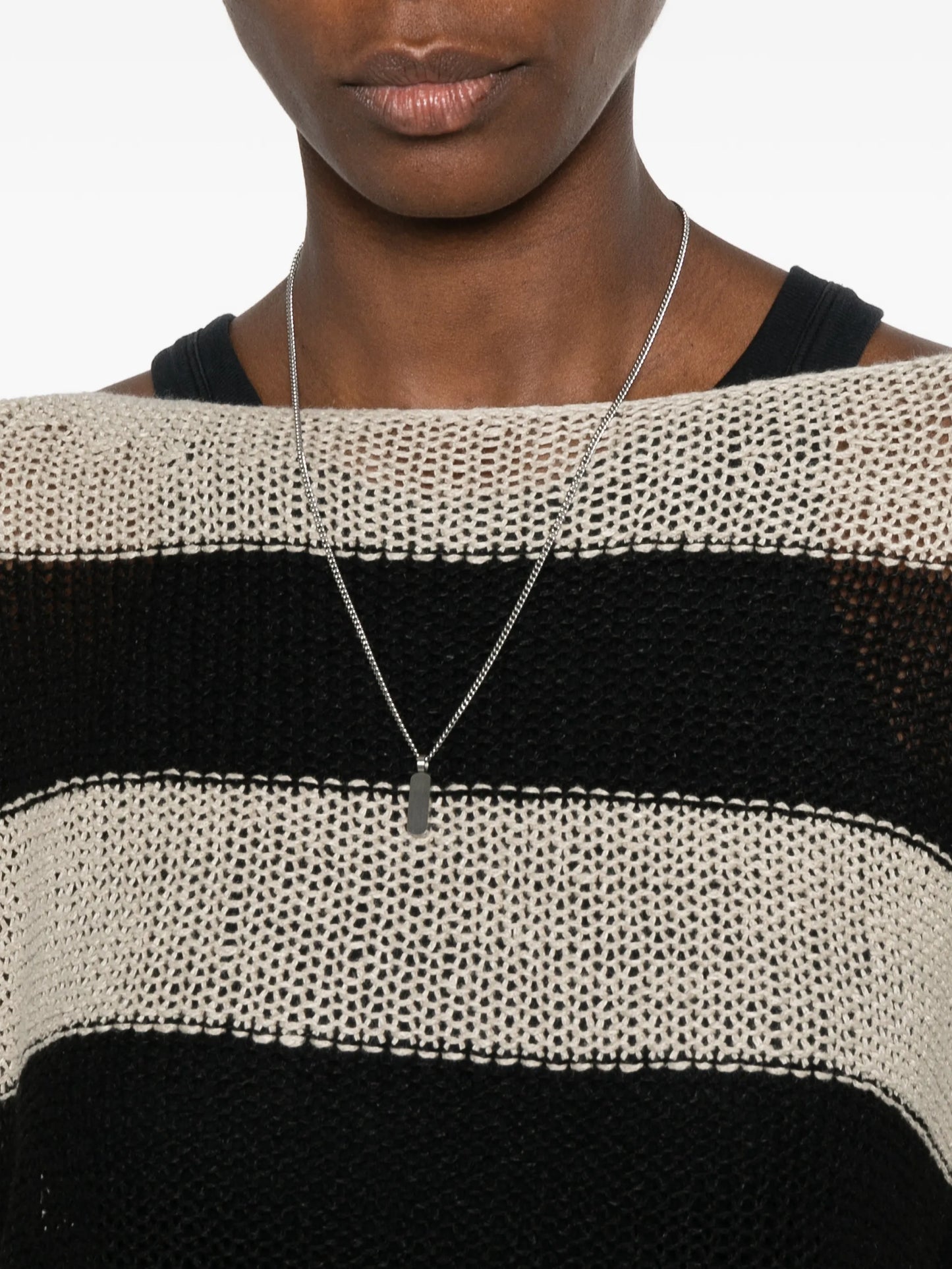 stripe-pattern bateau-neck sweater