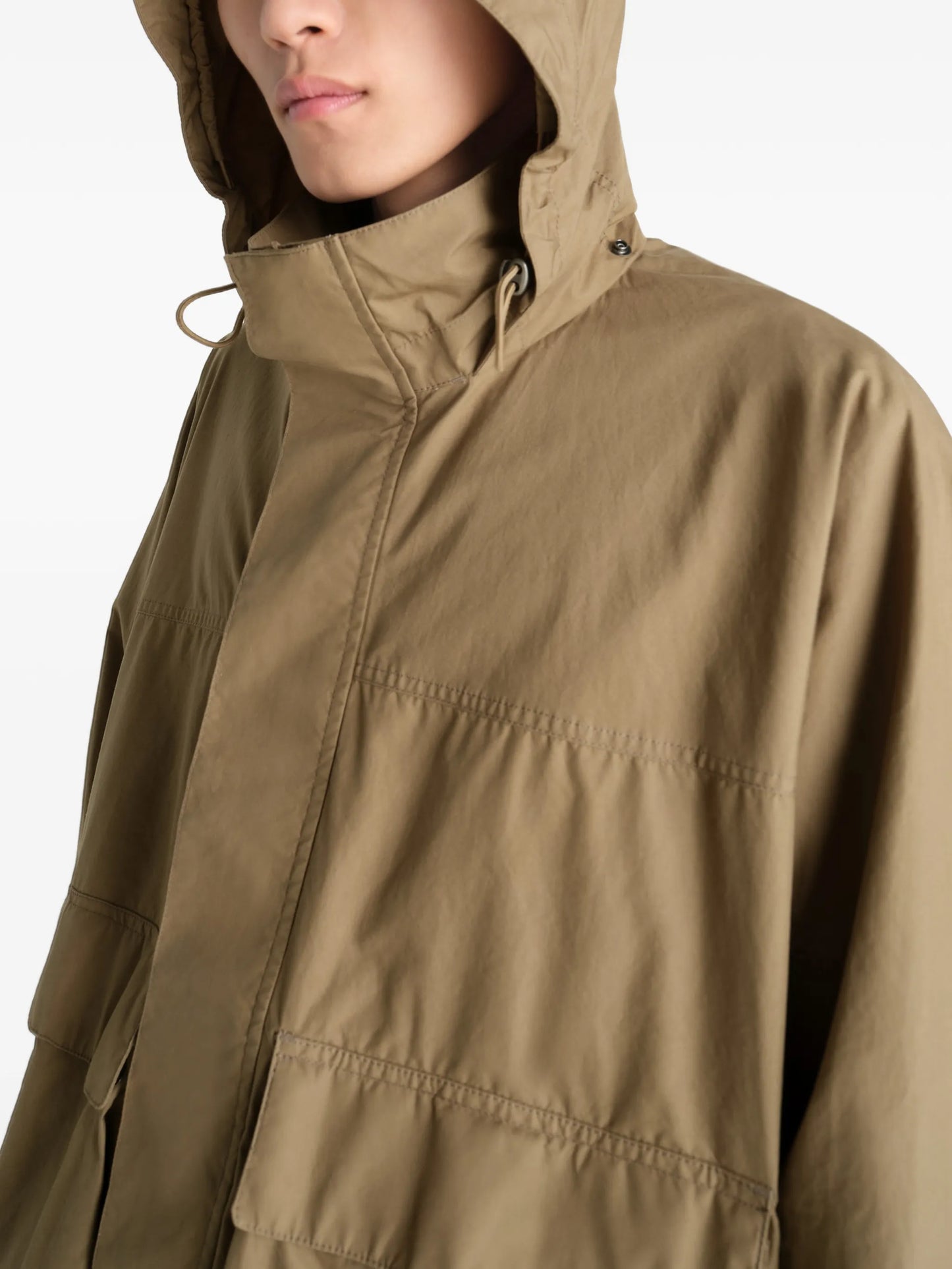 hooded pockets rain parka