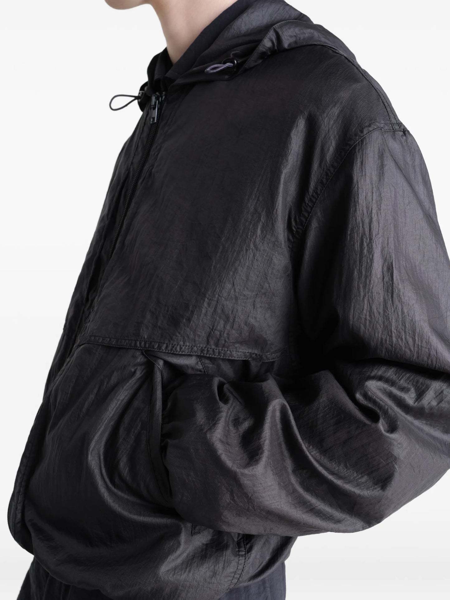 hooded zip-up windbreaker