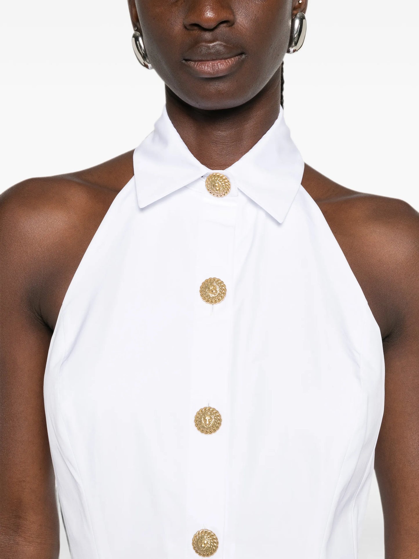 A-line backless poplin dress