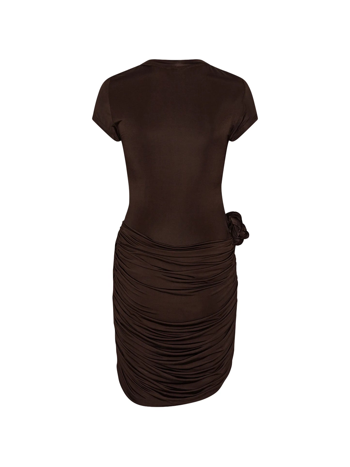 draped flower mini dress