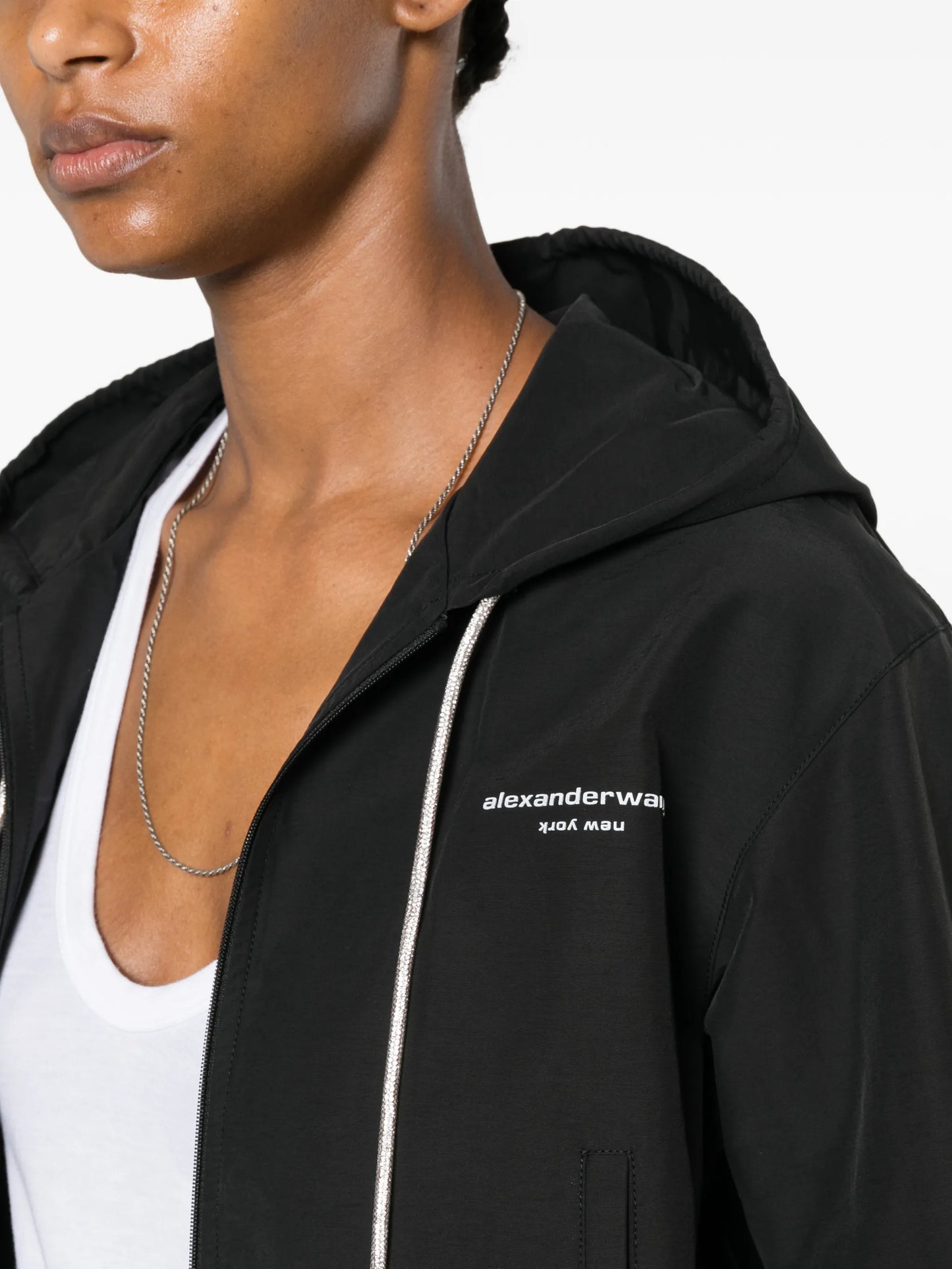 crystal drawcord shrunken hoodie jacket