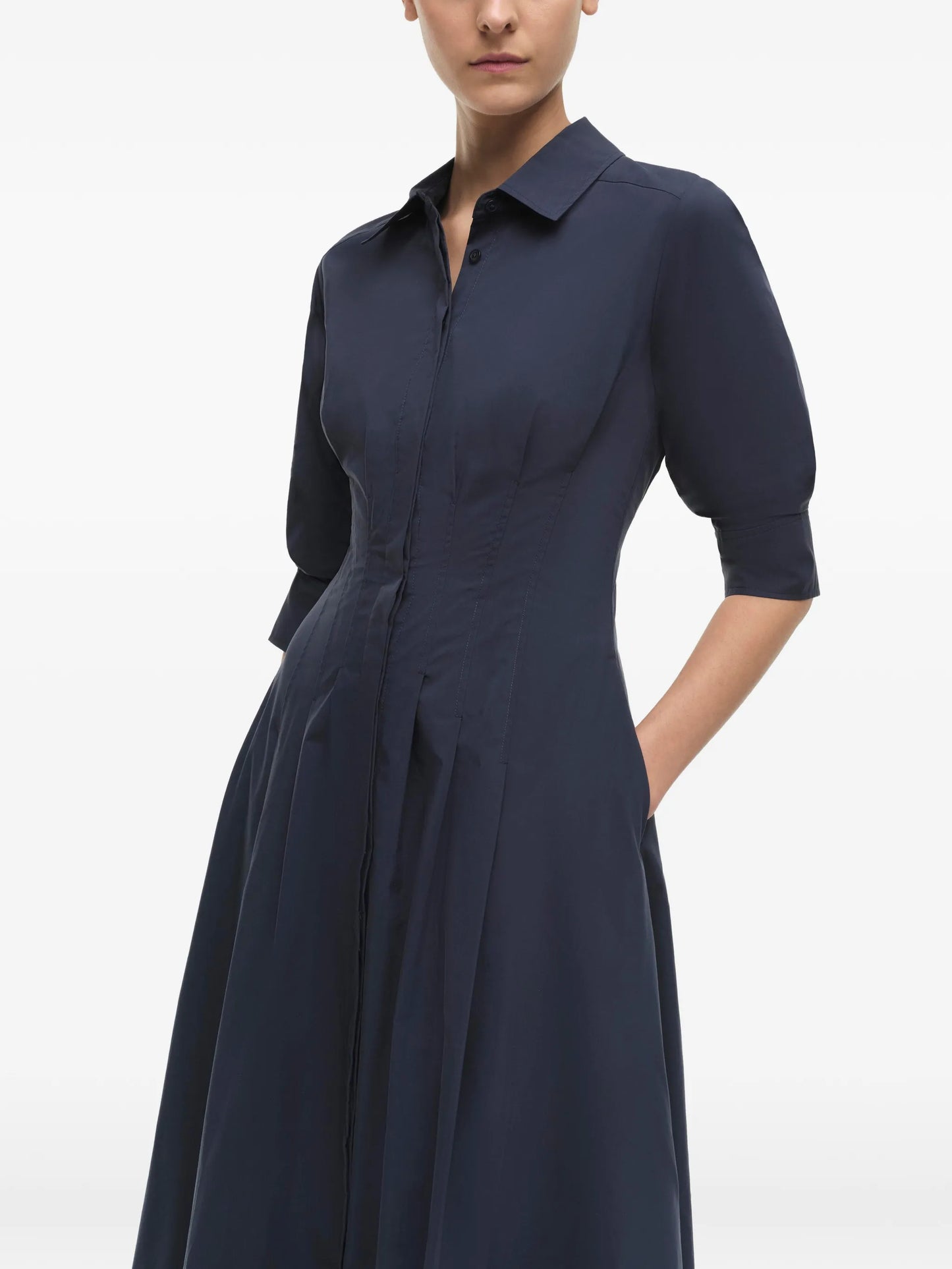 Jazz pintucked cuffed midi dress