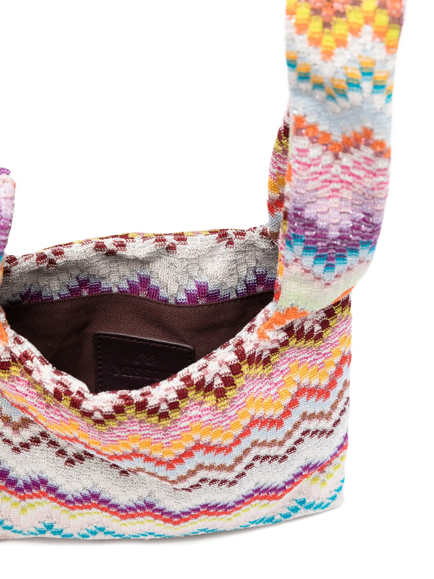 Raschel zig zag handle tote bag
