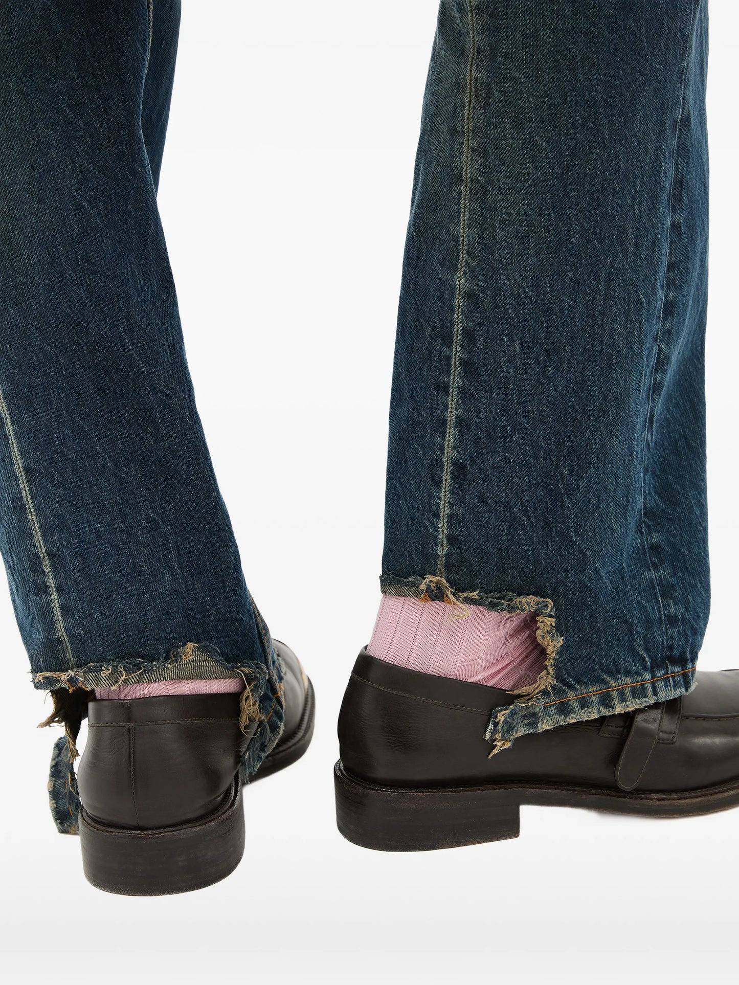 distressed straight jeans