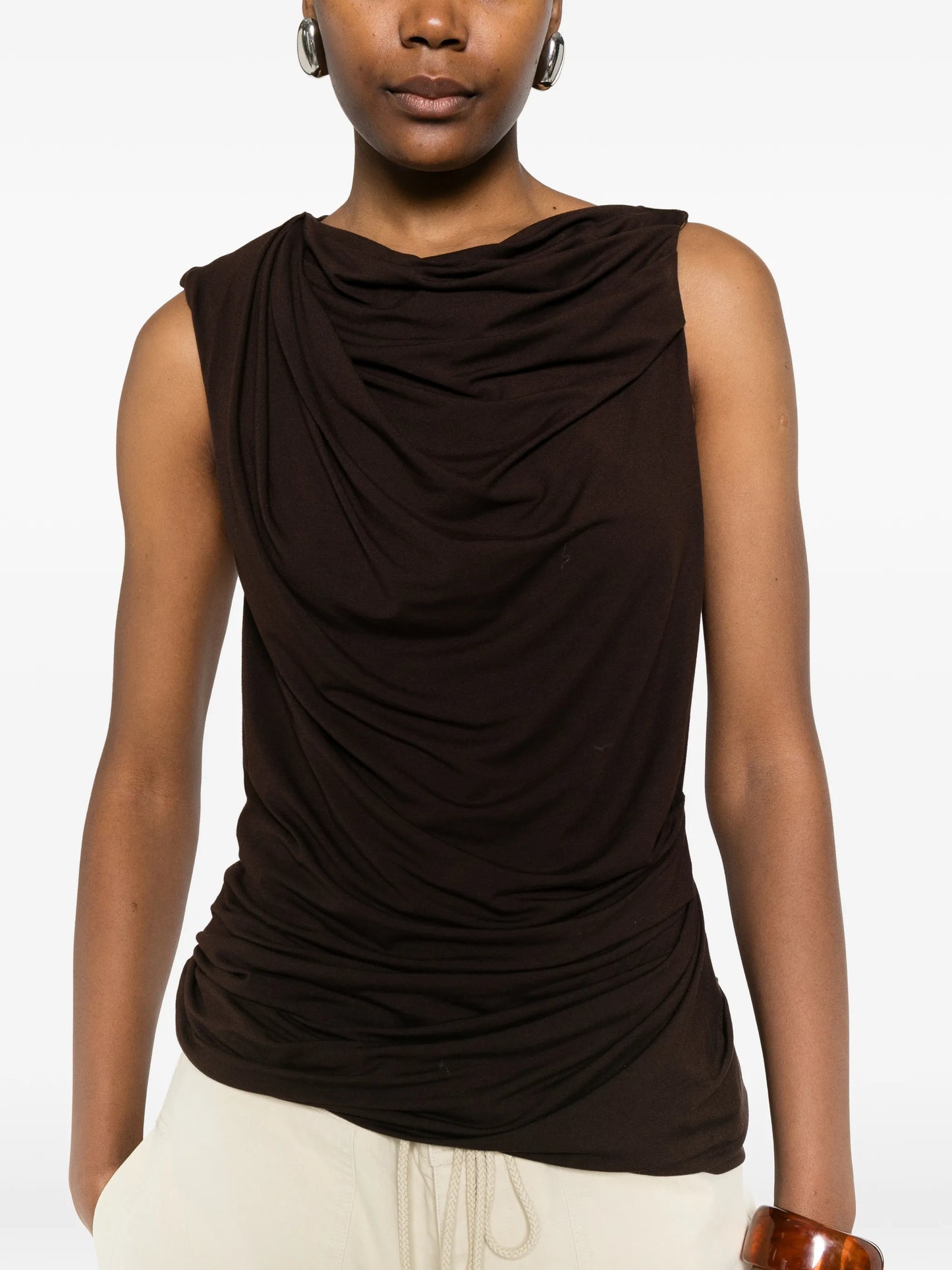 draped sleeveless top