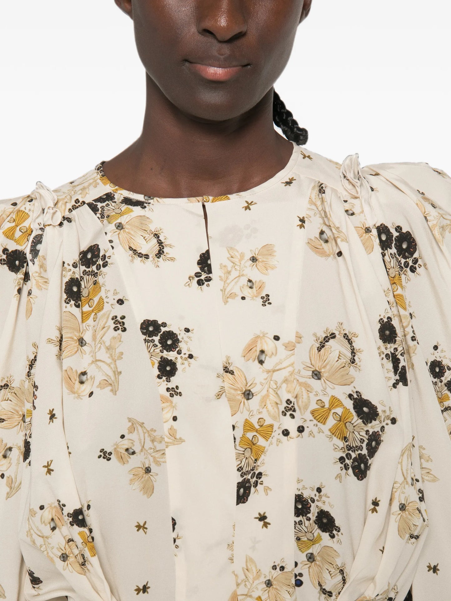 Zarga floral-print puffed-sleeve blouse