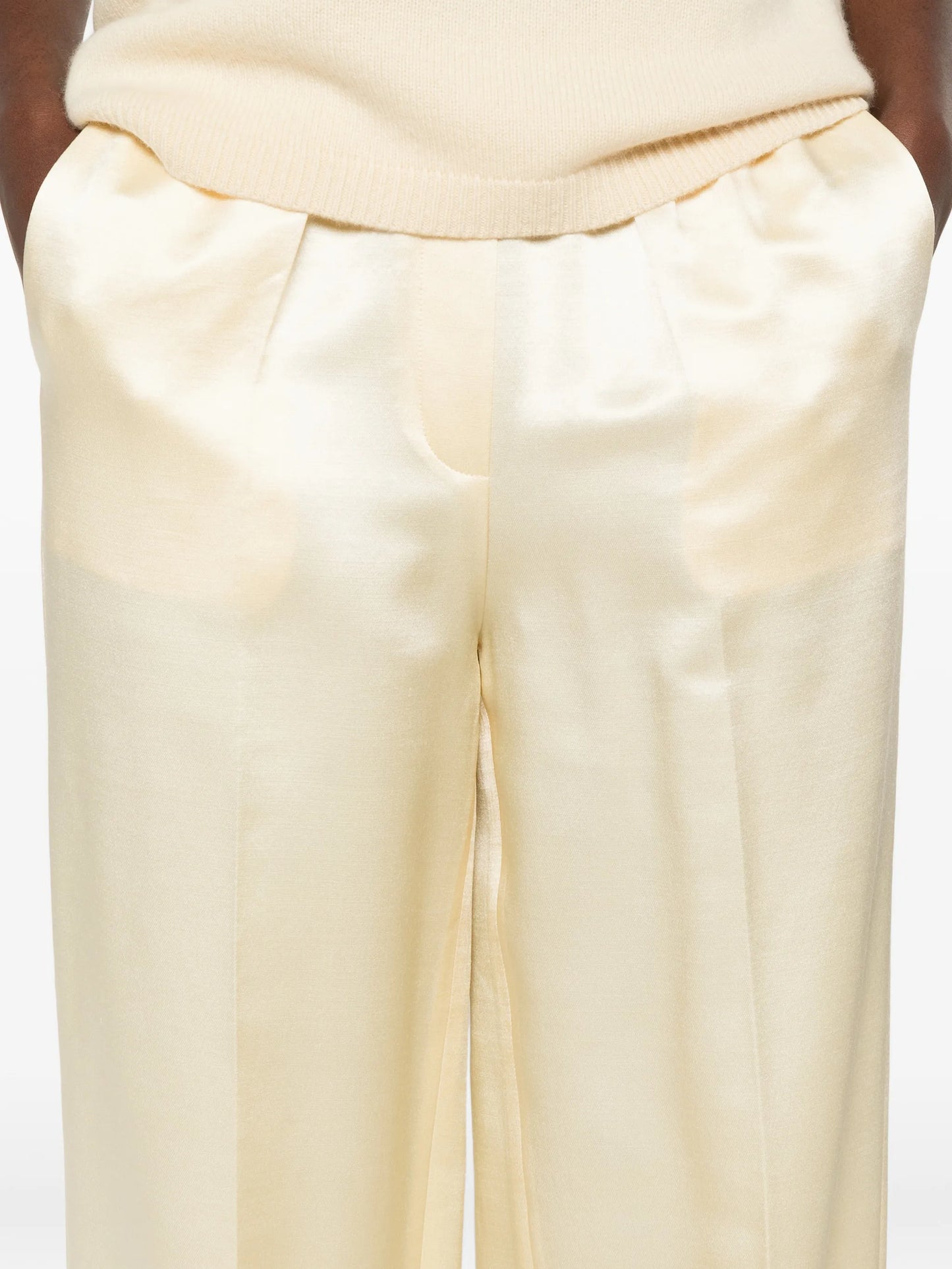wide-leg silk-blend trousers