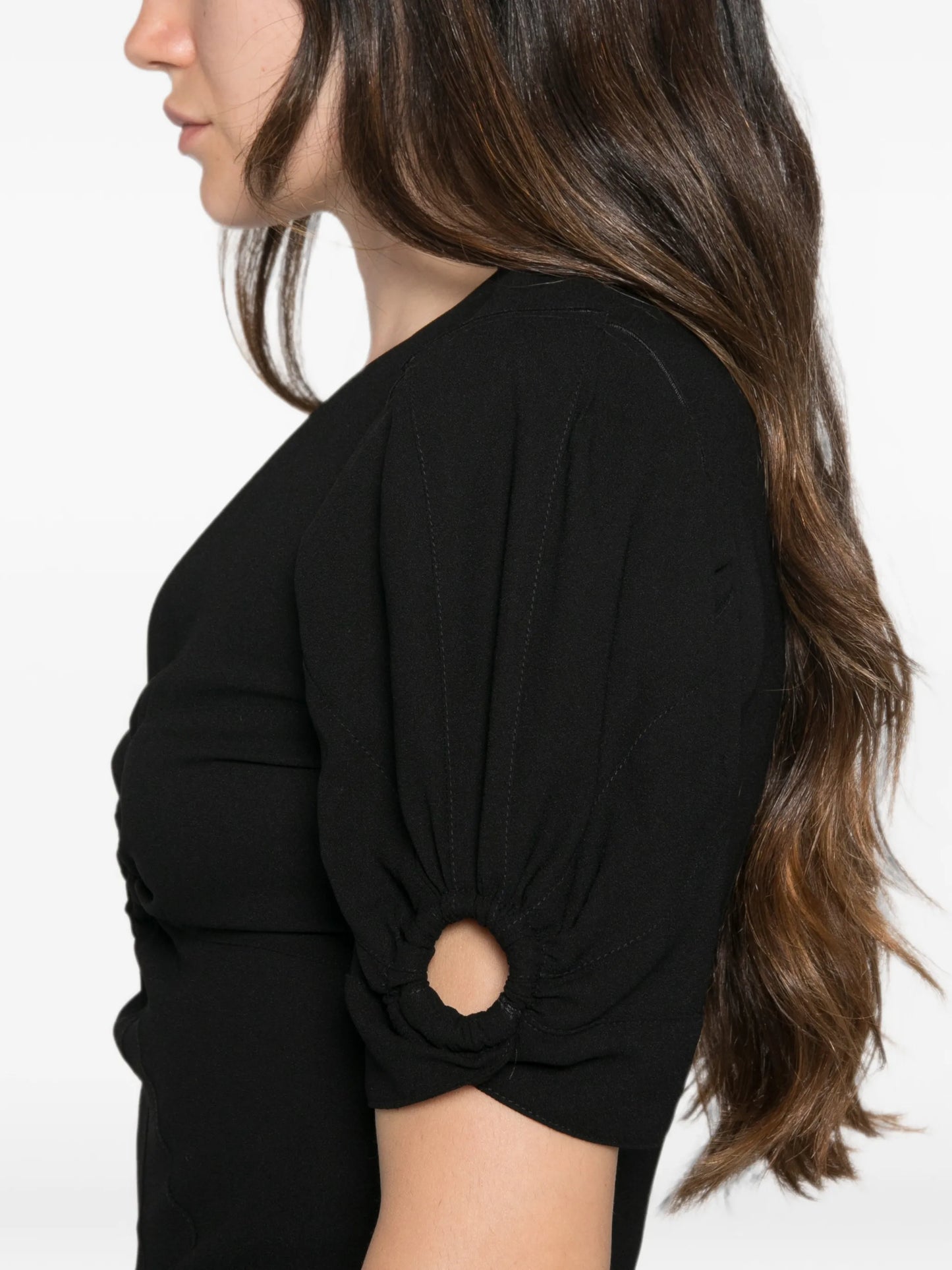 cut-out puff-sleeve dress