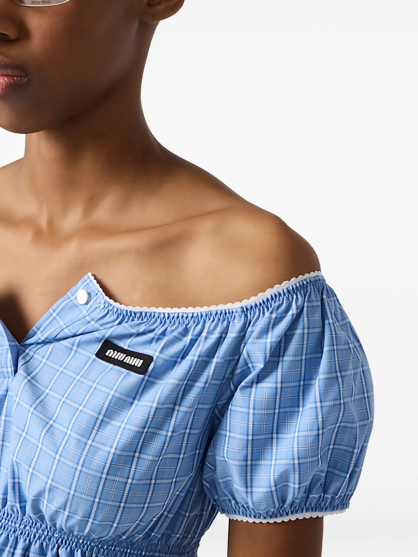 checked poplin mini-dress